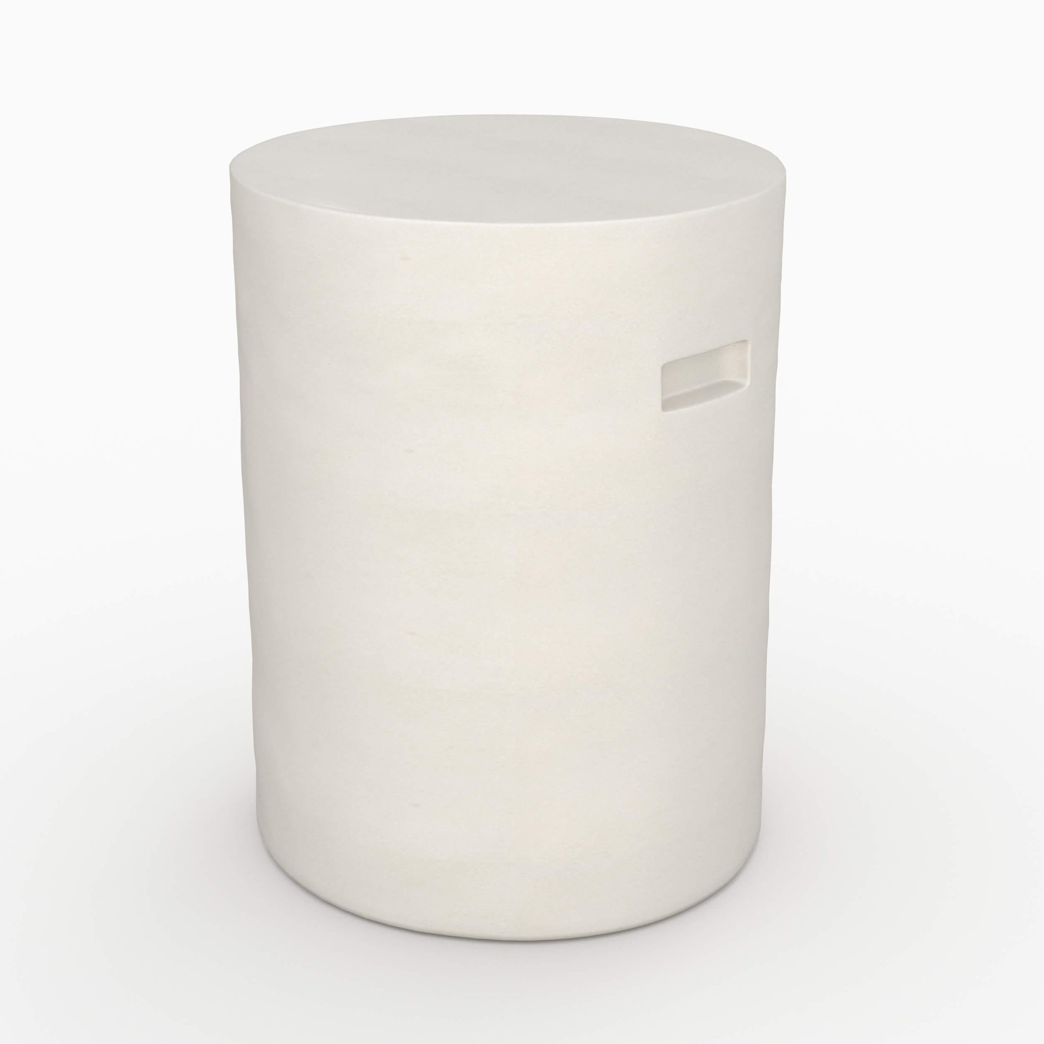 MAISON PAVANE Table d'appoint ronde blanche en fibre d'argile effet béton D35 cm-Santorini