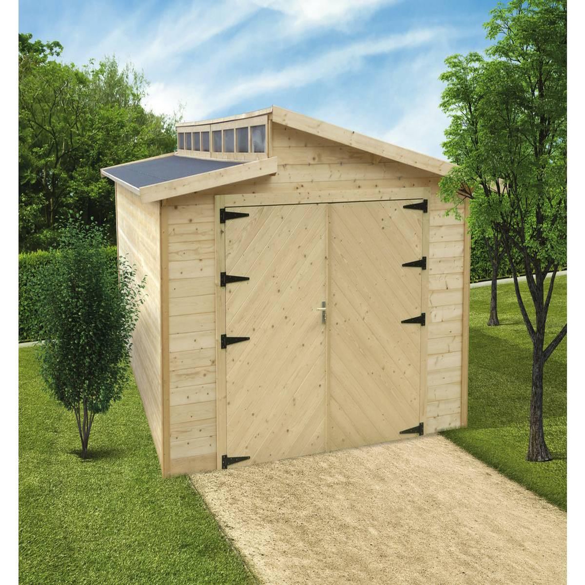 Voir la diapositive 3 : Habitat et Jardin Garage bois  Torino  - 20.88 m2 - 3.64 x 5.74 x 2.92 m - 28 mm