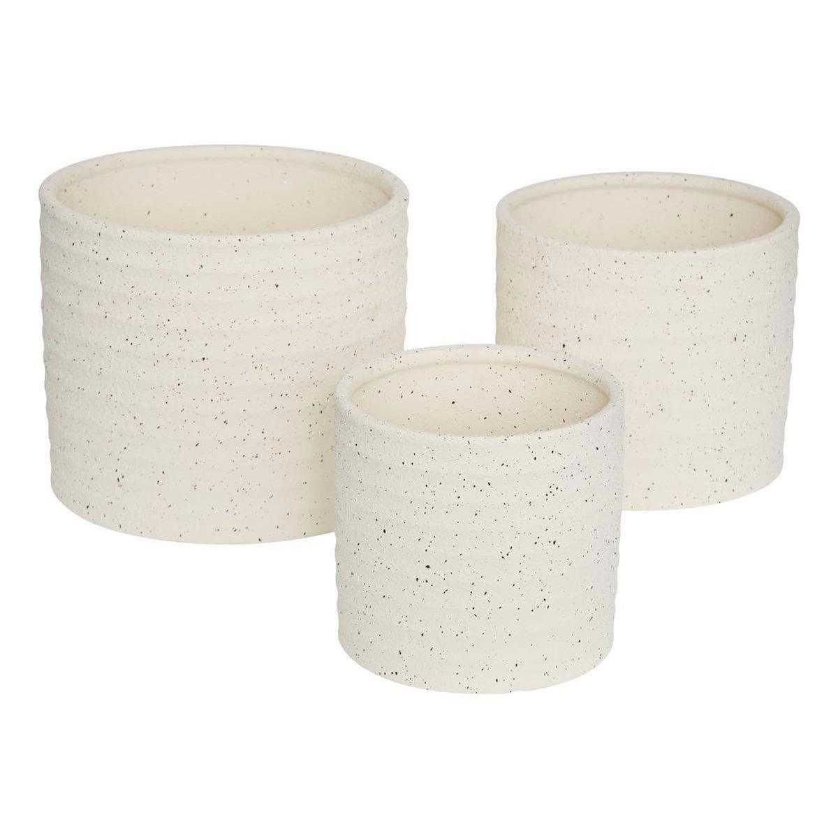 ATMOSPHERA Lot de 3 Cache-Pots en Céramique  Elly  25cm Blanc