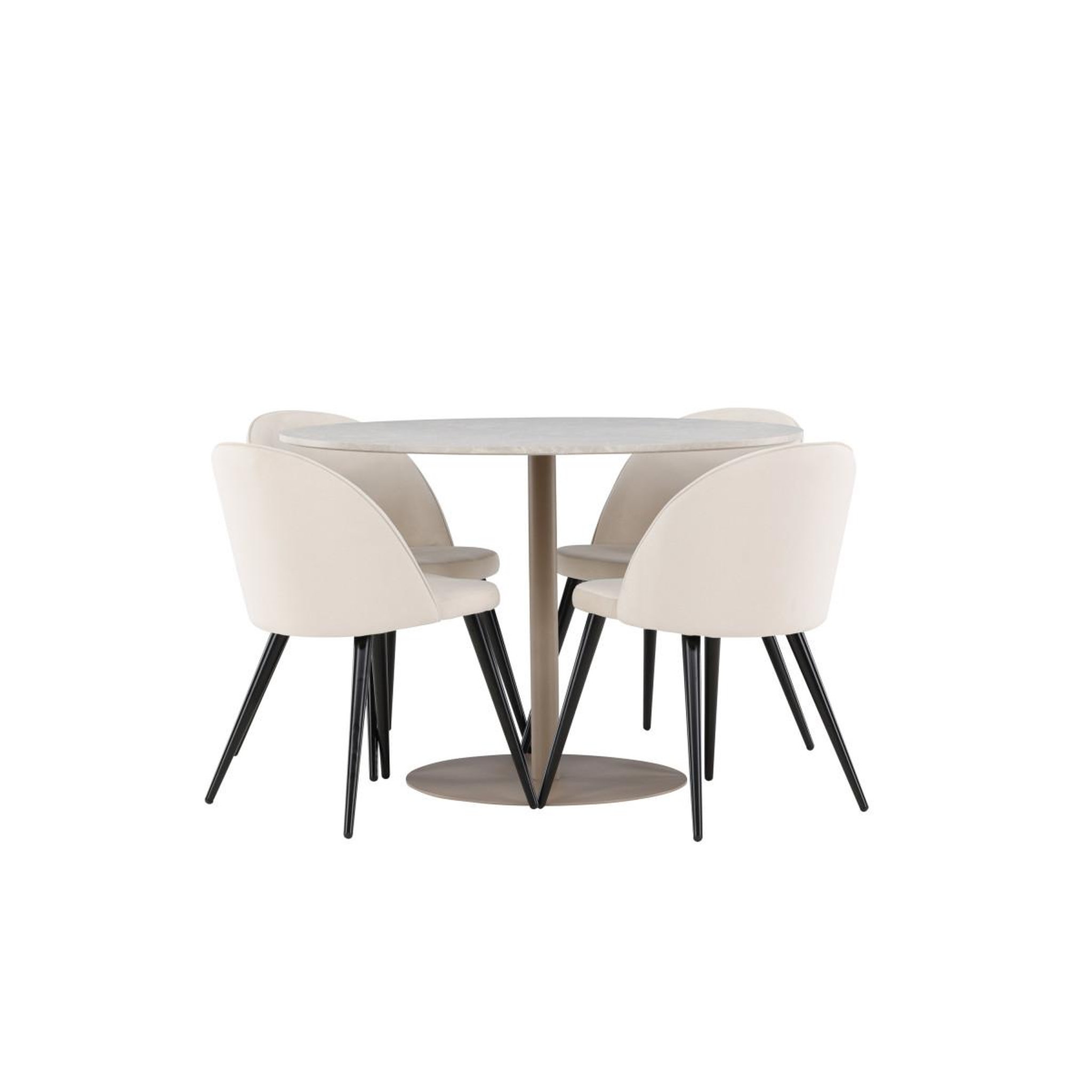 Voir la diapositive 2 : Paris Prix Ensemble table à manger & 4 chaises  lycke & velvet  110cm beige