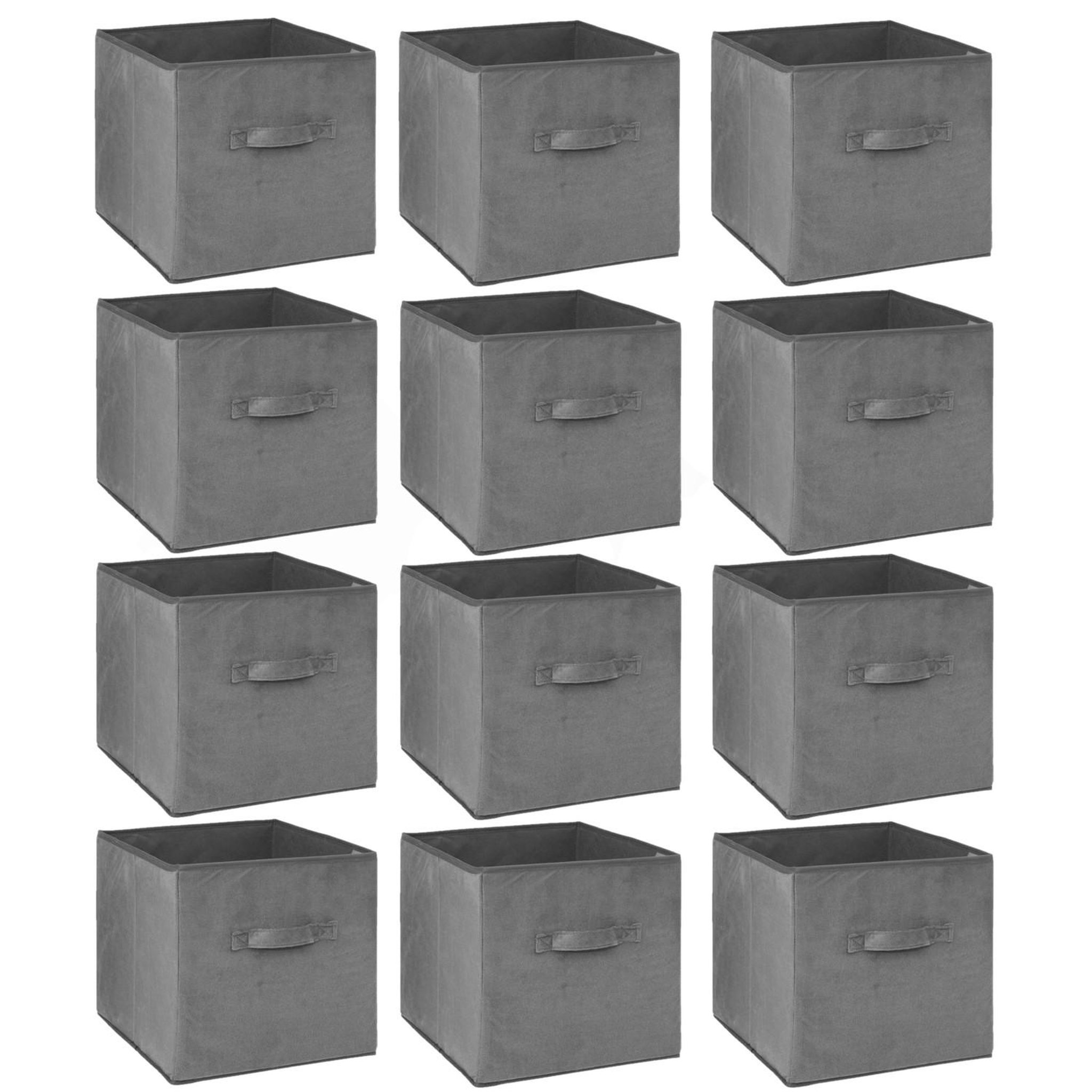 TOILINUX Lot de 12 boites de rangement cube en velours mix'n modul - l.31 x l.31 x h.31 cm - gris anthracite