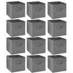 TOILINUX Lot de 12 cubes de rangement en tissu l.31 x h. 15 cm - Gris foncé chiné
