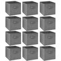 Voir la diapositive 1 : TOILINUX Lot de 12 cubes de rangement en tissu l.31 x h. 15 cm - Gris foncé chiné