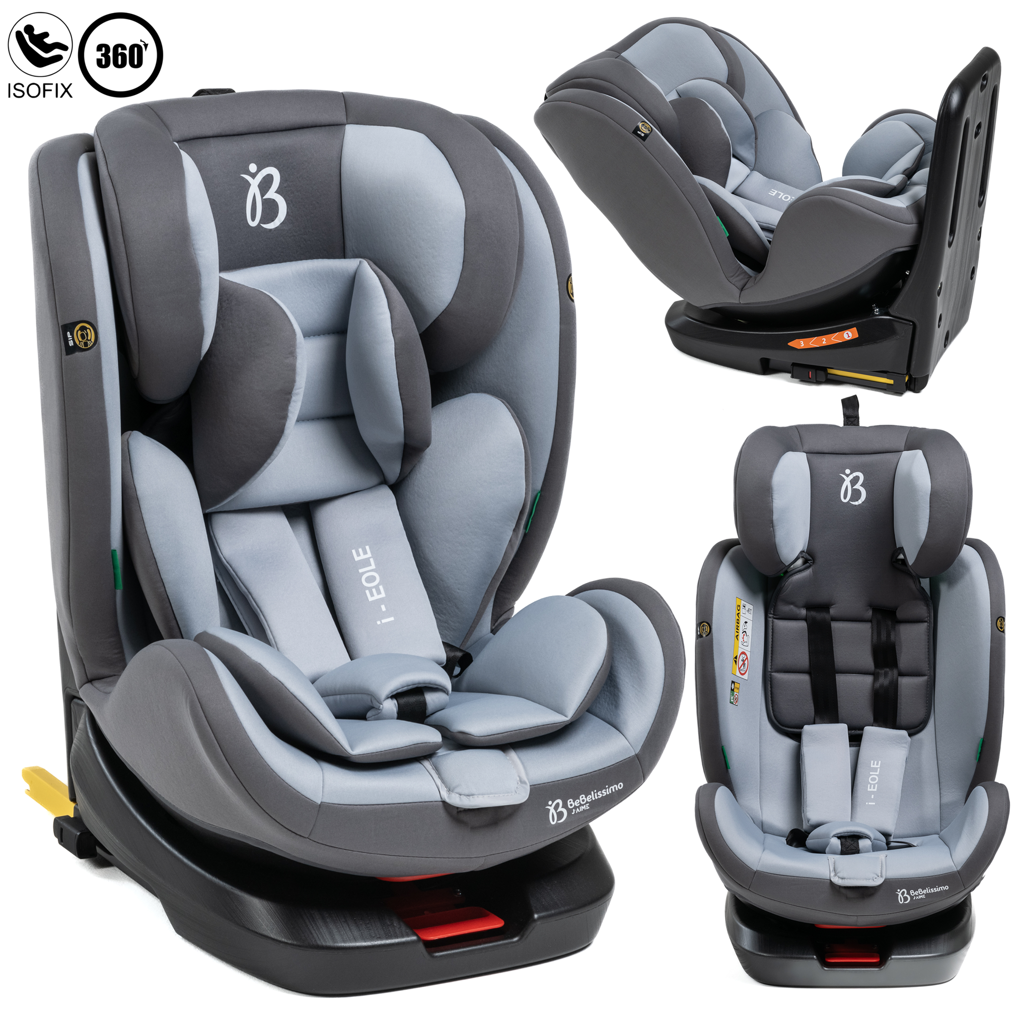 BEBELISSIMO Siège auto Isofix - pivotant 360 ° - groupe 0+/1/2/3 - (0-36kg) - i-EOLE