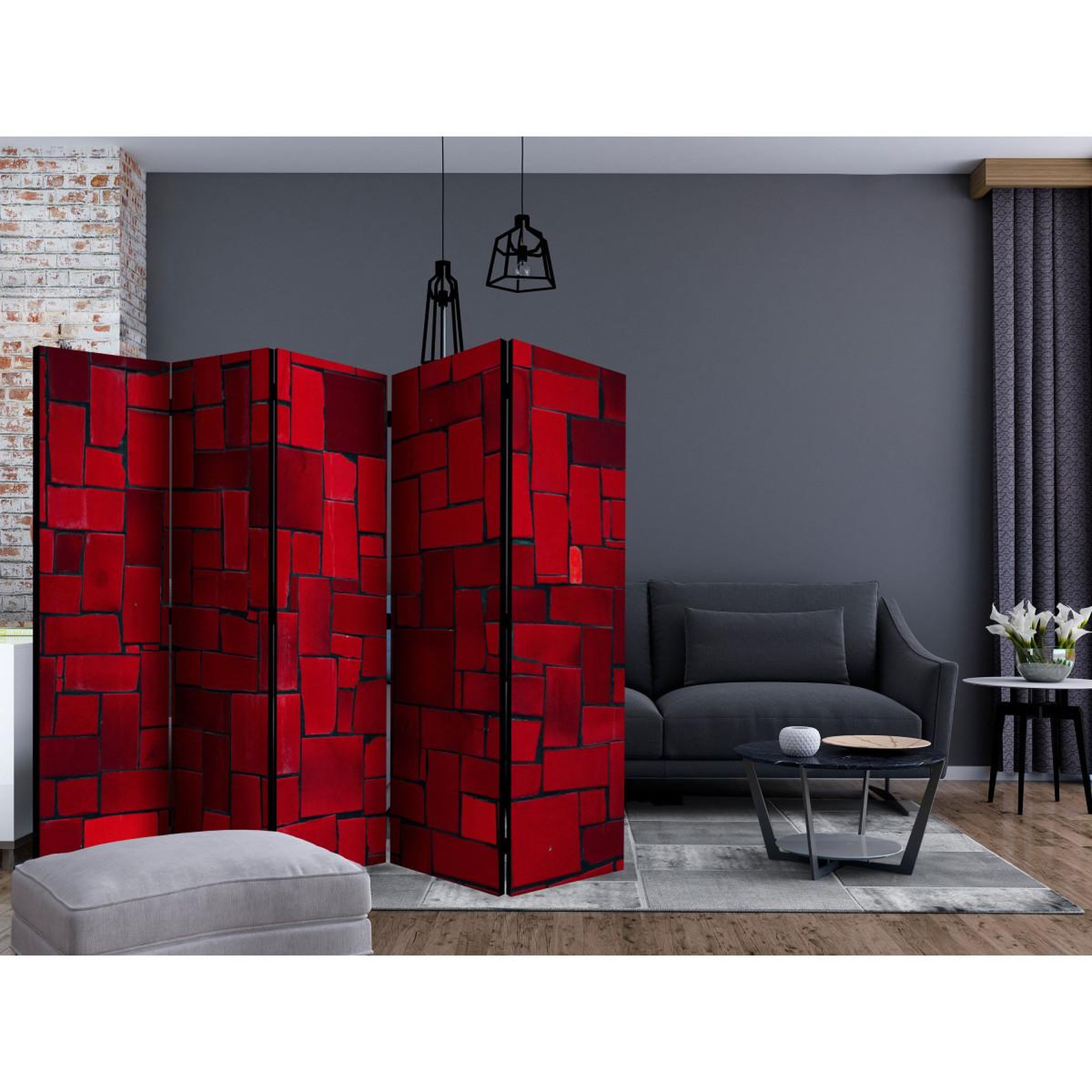 Voir la diapositive 2 : Paris Prix Paravent 5 volets  red imagination  172x225cm