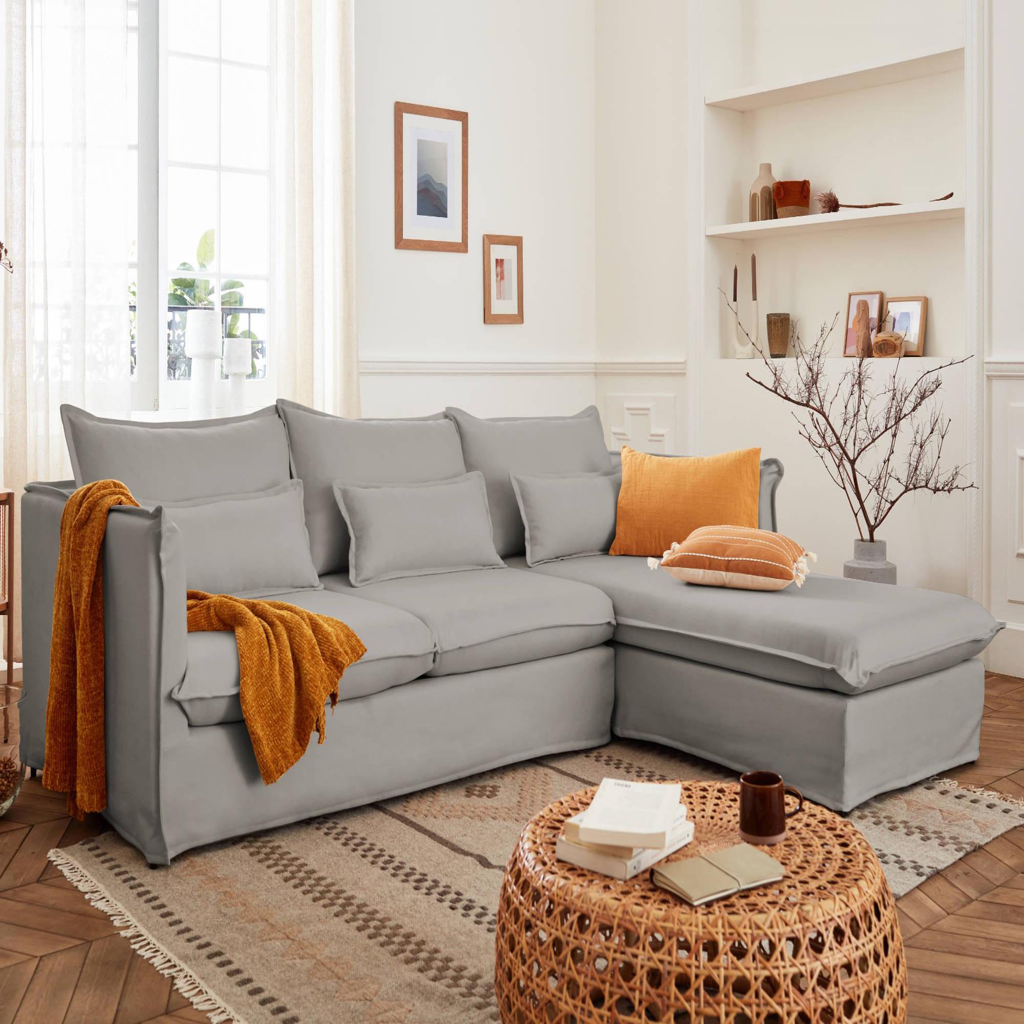 Voir la diapositive 1 : LISA DESIGN Adriann - canapé d'angle droit fixe - 4 places - en tissu déhoussable