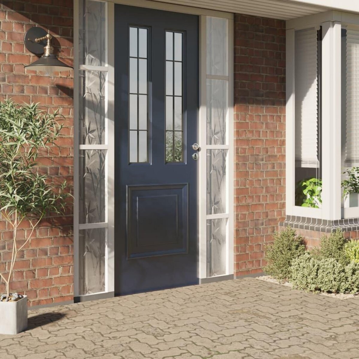 VIDAXL Films pour fenetre 4 pcs depoli motif de bambou PVC