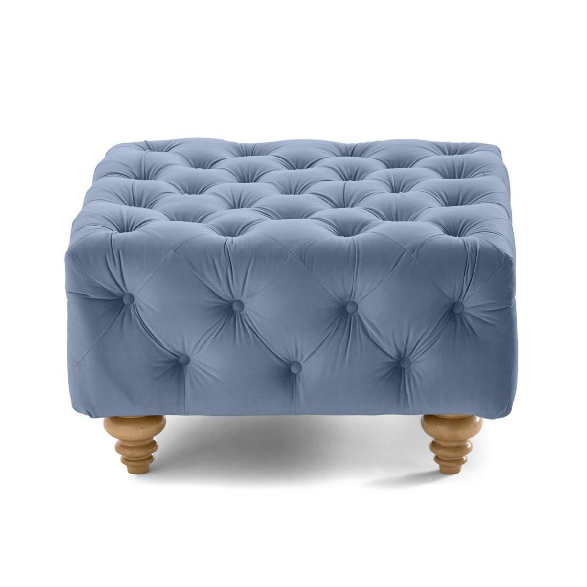 LISA DESIGN Walter - pouf chesterfield en velours - pieds bois