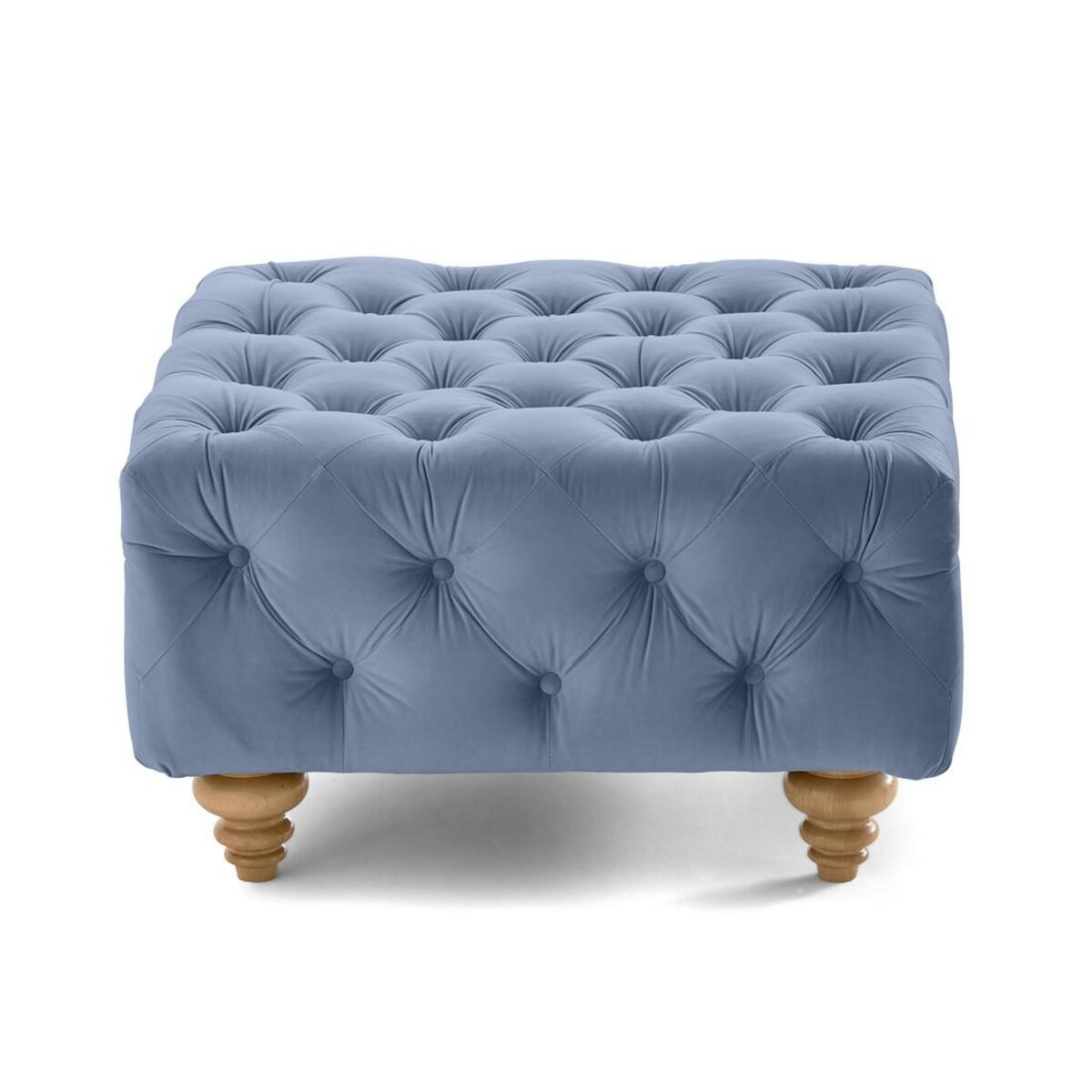LISA DESIGN Walter - pouf chesterfield en velours - pieds bois