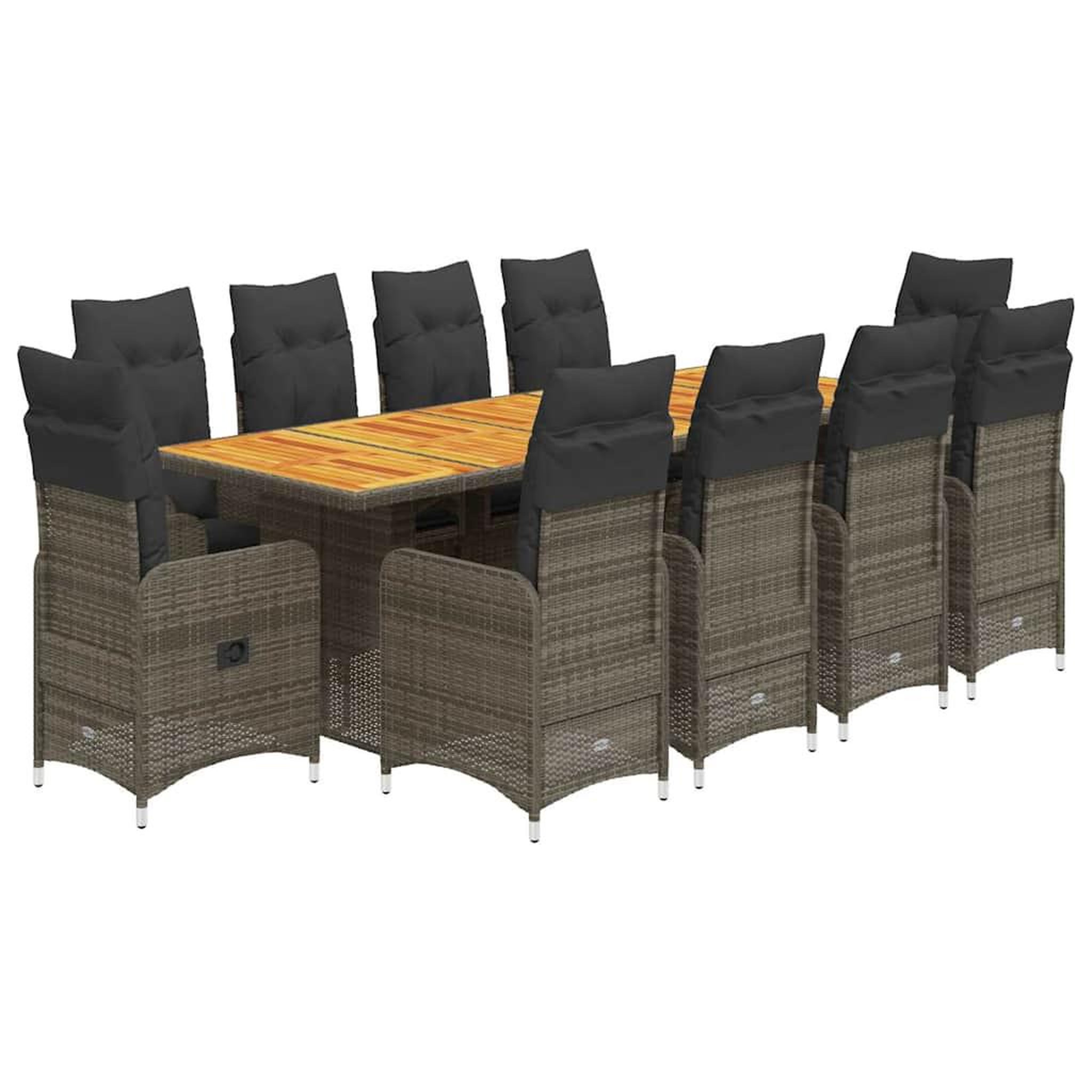Voir la diapositive 2 : VIDAXL Ensemble de bistro de jardin 11 pcs coussins gris poly rotin