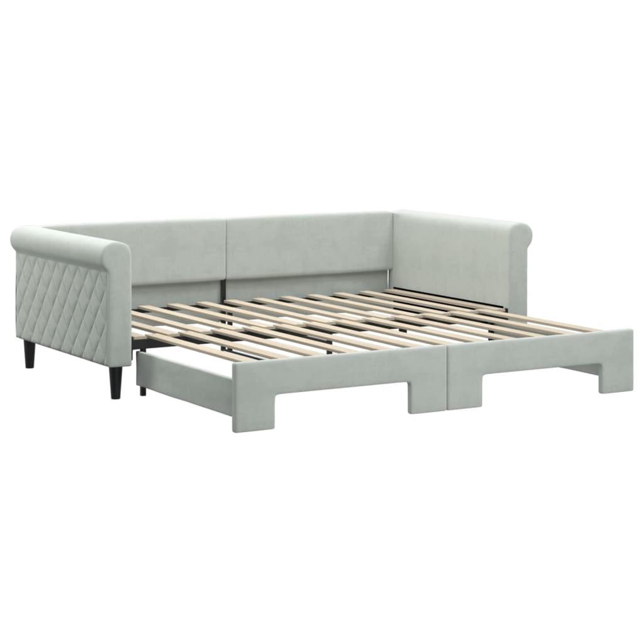 Voir la diapositive 2 : VIDAXL Lit de jour avec gigogne sans matelas gris clair 100x200 cm