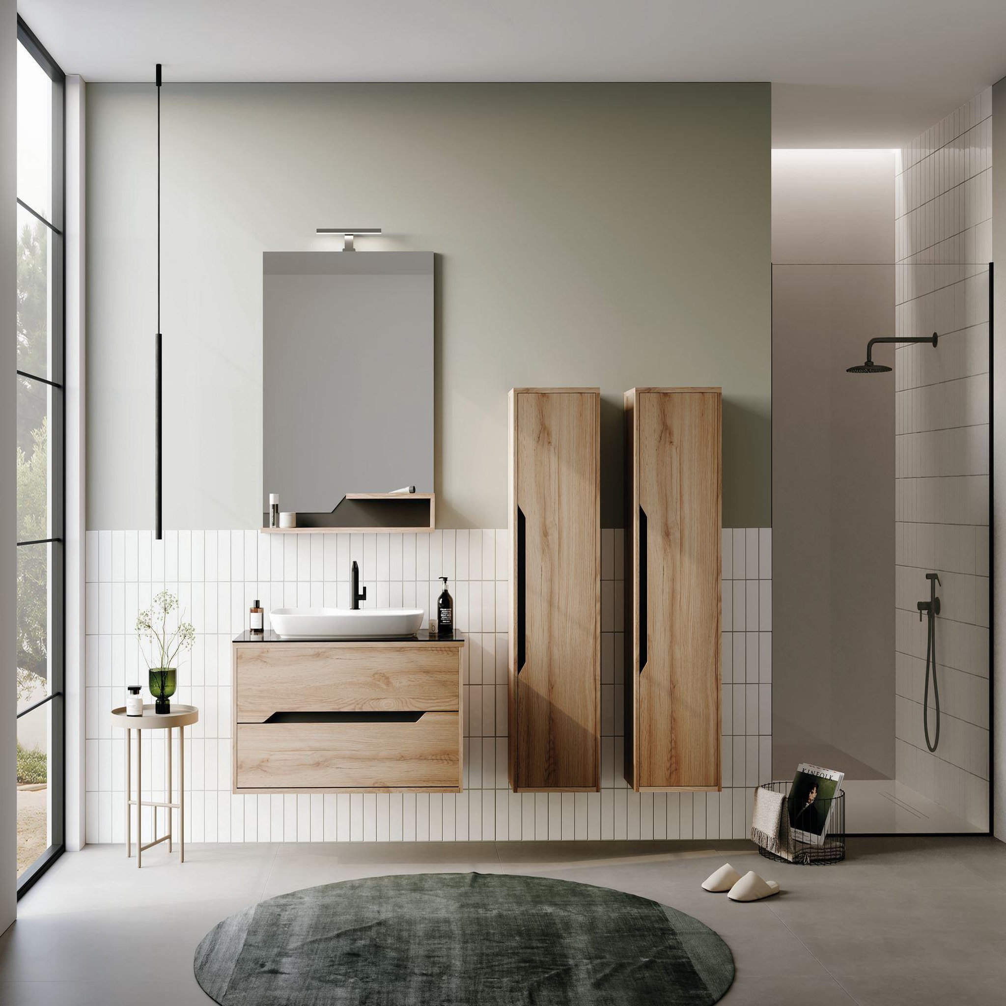Voir la diapositive 3 : Habitat et Jardin Miroir décoratif en bois  galia 80  - 60 x 14 x 100 cm - oak