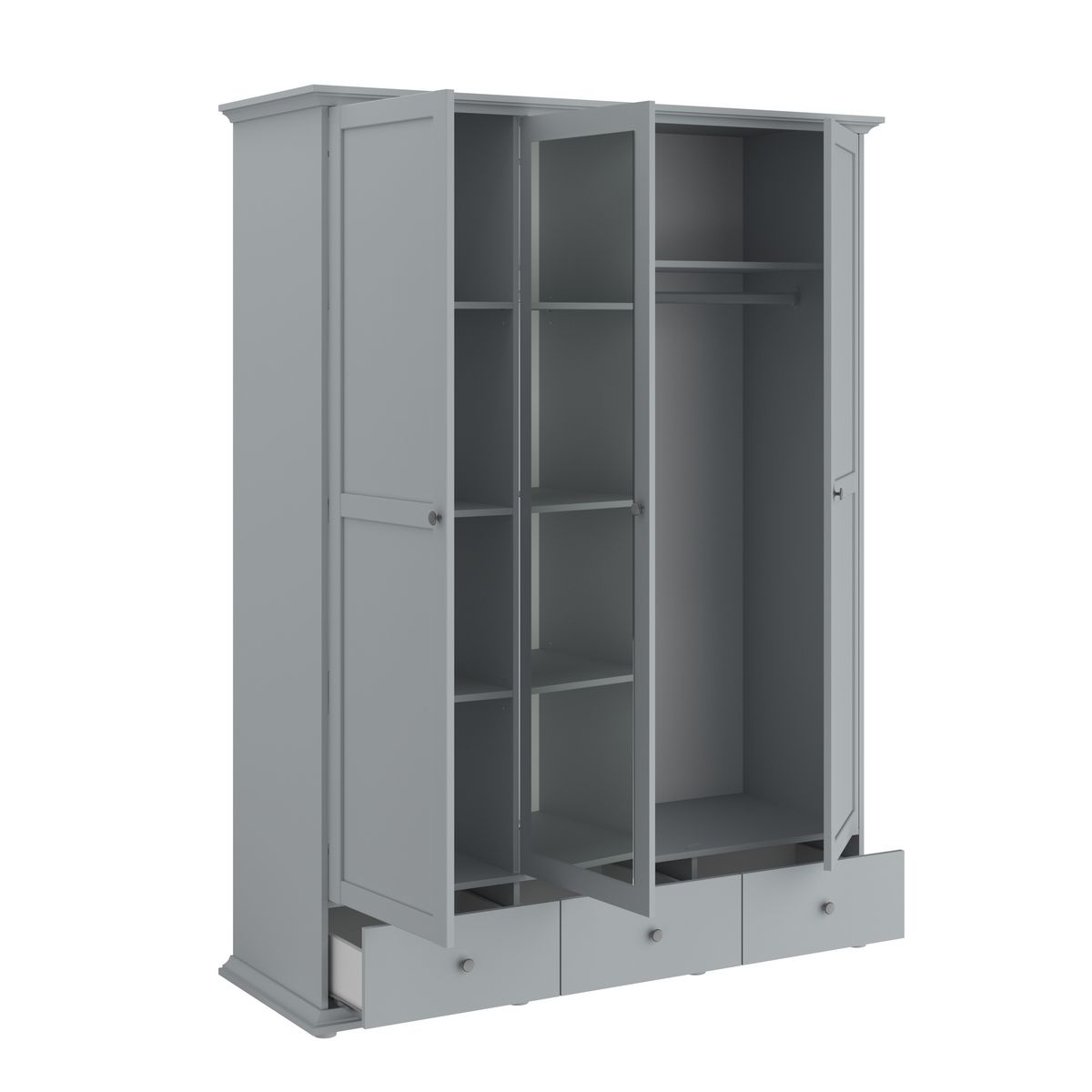 Armoire 3 portes 2 tiroirs L152cm NESRINE