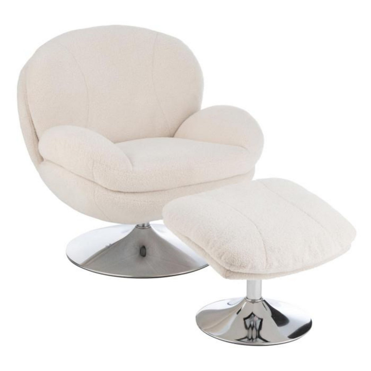 Paris Prix Fauteuil Relax & Repose-Pieds  Frosted  88cm Crème