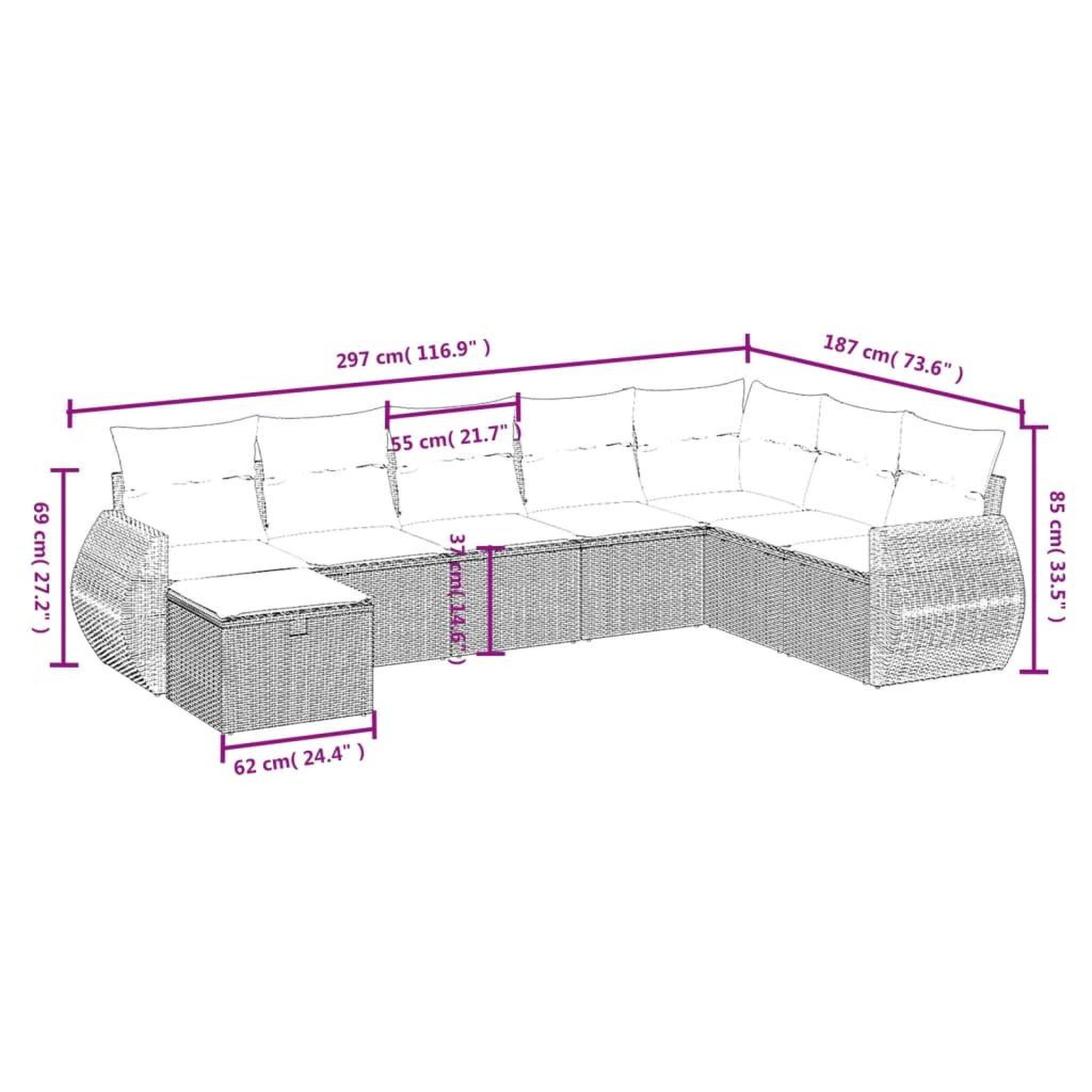 Voir la diapositive 4 : VIDAXL Salon de jardin 8 pcs avec coussins noir resine tressee