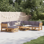 VIDAXL Salon de jardin avec coussins 9 pcs bois massif d'acacia