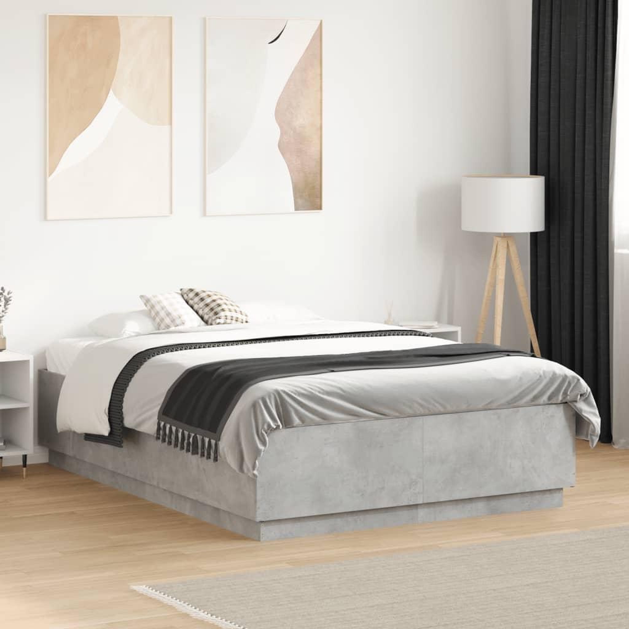 VIDAXL Cadre de lit sans matelas gris beton 120x190 cm