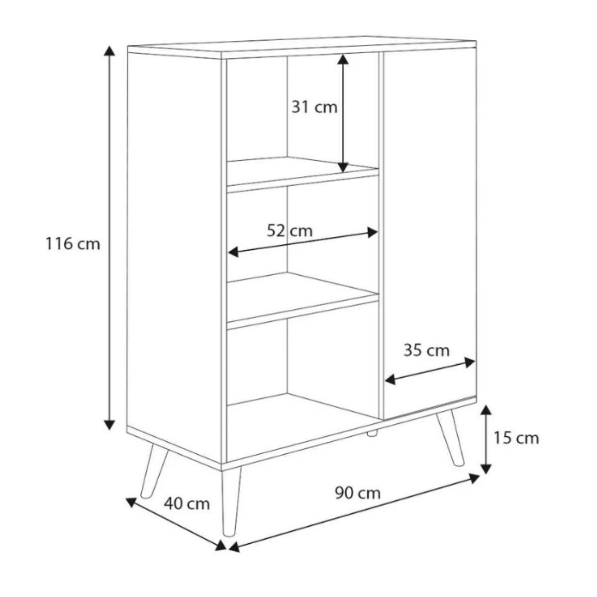 KOBI Bibliothèque Fondi avec pieds en bois au design scandinave