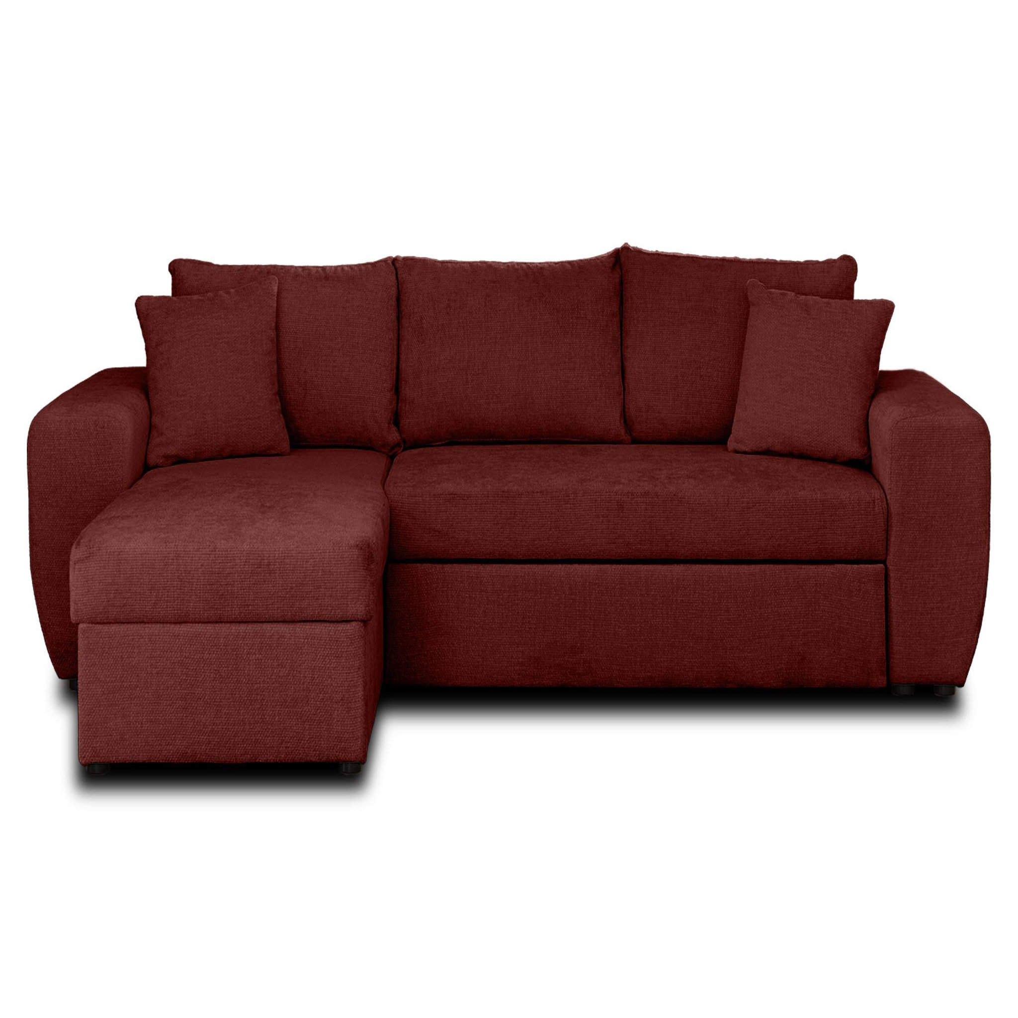 Voir la diapositive 1 : BEST MOBILIER Milan - canapé d'angle réversible 4 places - convertible avec coffre - en velours texturé