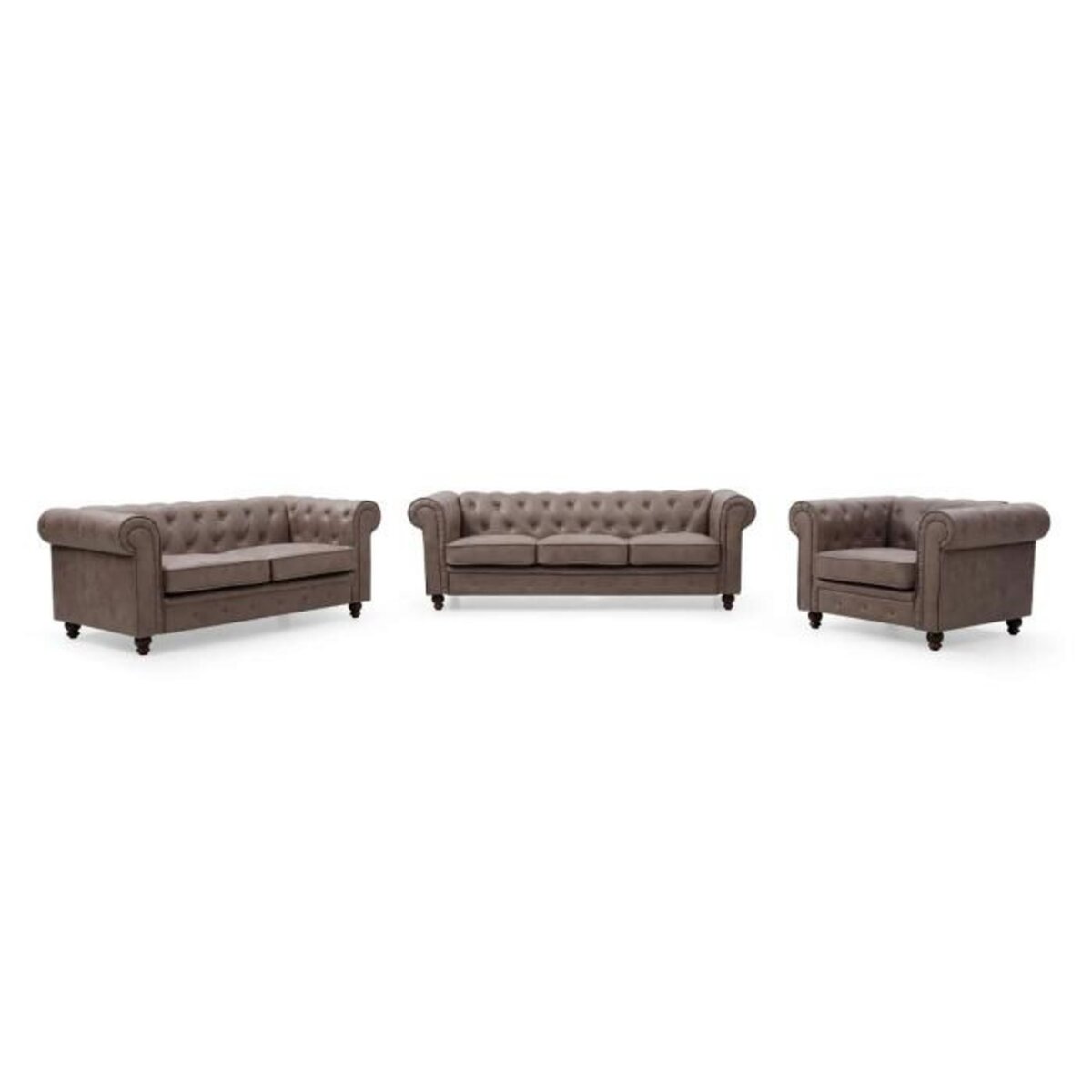 Paris Prix Fauteuil Design  Chesterfield  110cm Marron Vintage