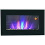 Voir la diapositive 1 : HOMCOM Cheminée électrique murale 1000/2000W effet flammes LED 7 couleurs réglables télécommande galets noir