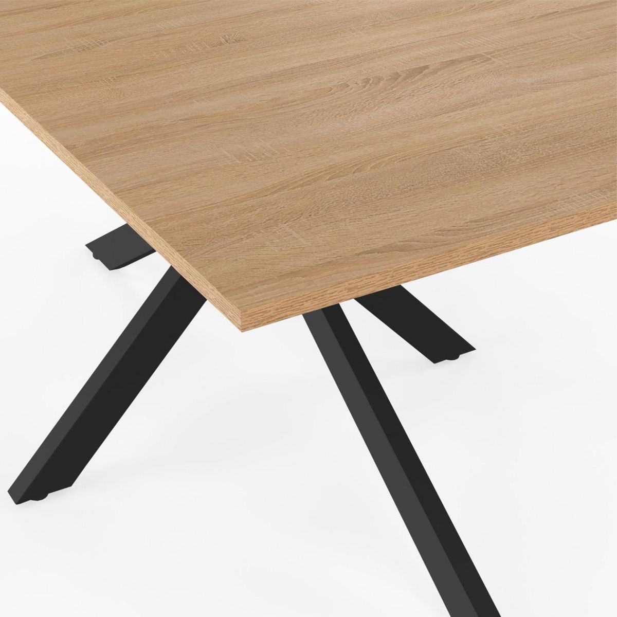 ID MARKET Table à manger rectangle ALIX 8 personnes pied araignée bois et noir 160 cm