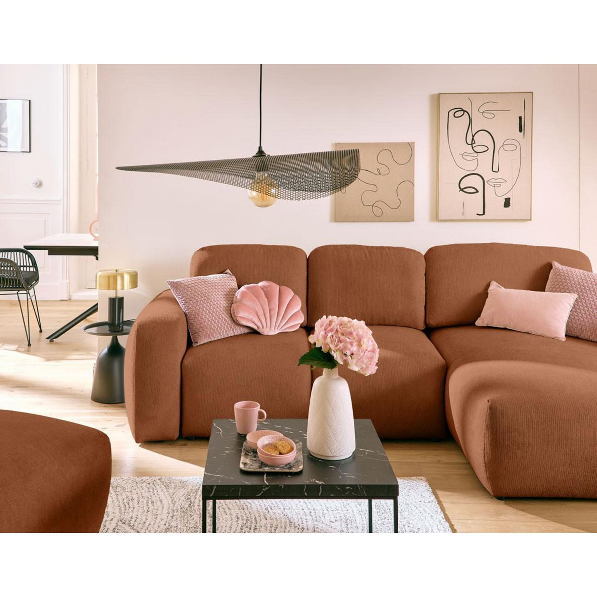 LISA DESIGN Sorrente - canapé d'angle réversible - convertible avec coffre - 4 places - en tissu texturé