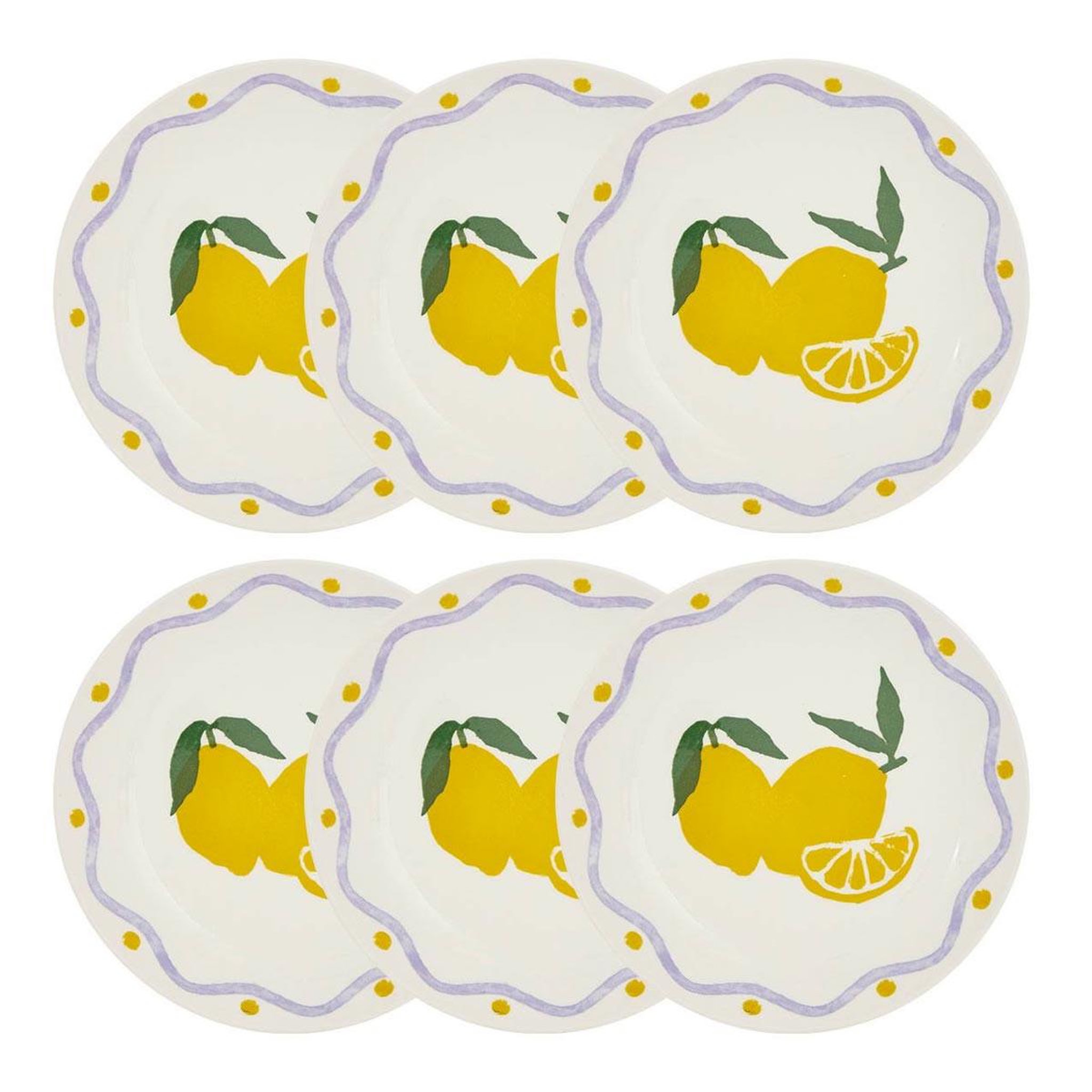 Voir la diapositive 2 : SECRET DE GOURMET Lot de 6 assiettes à dessert  citron  19cm multicolore