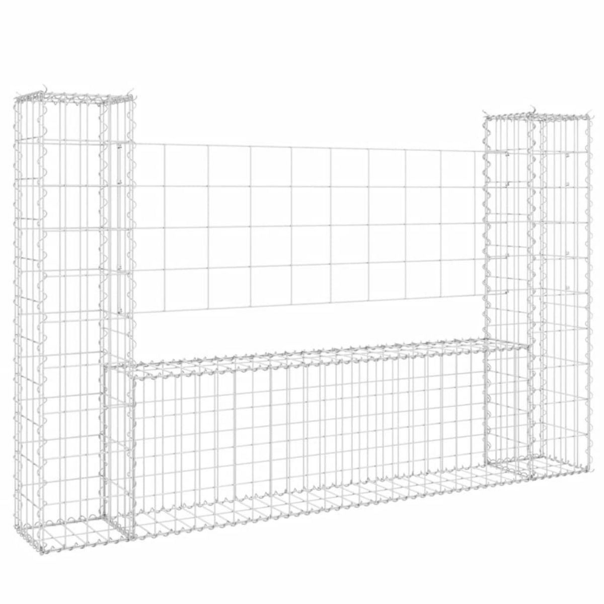 VIDAXL Panier de gabion en forme de U avec 2 poteaux Fer 140x20x100 cm