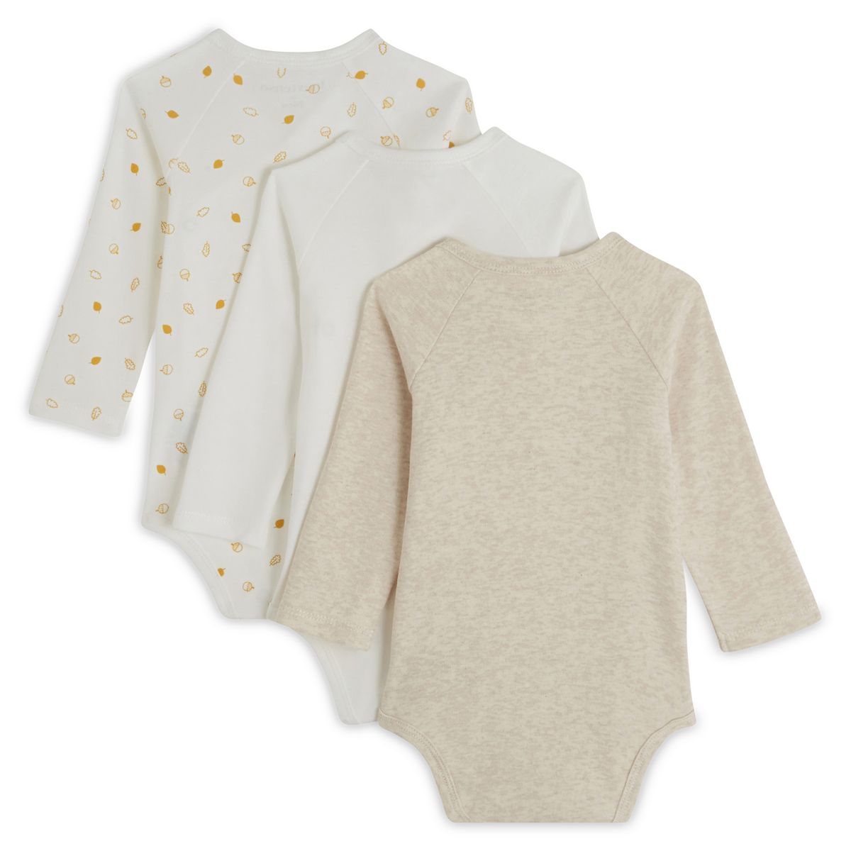 IN EXTENSO Lot de 3 bodies manches longues de naissance bébé