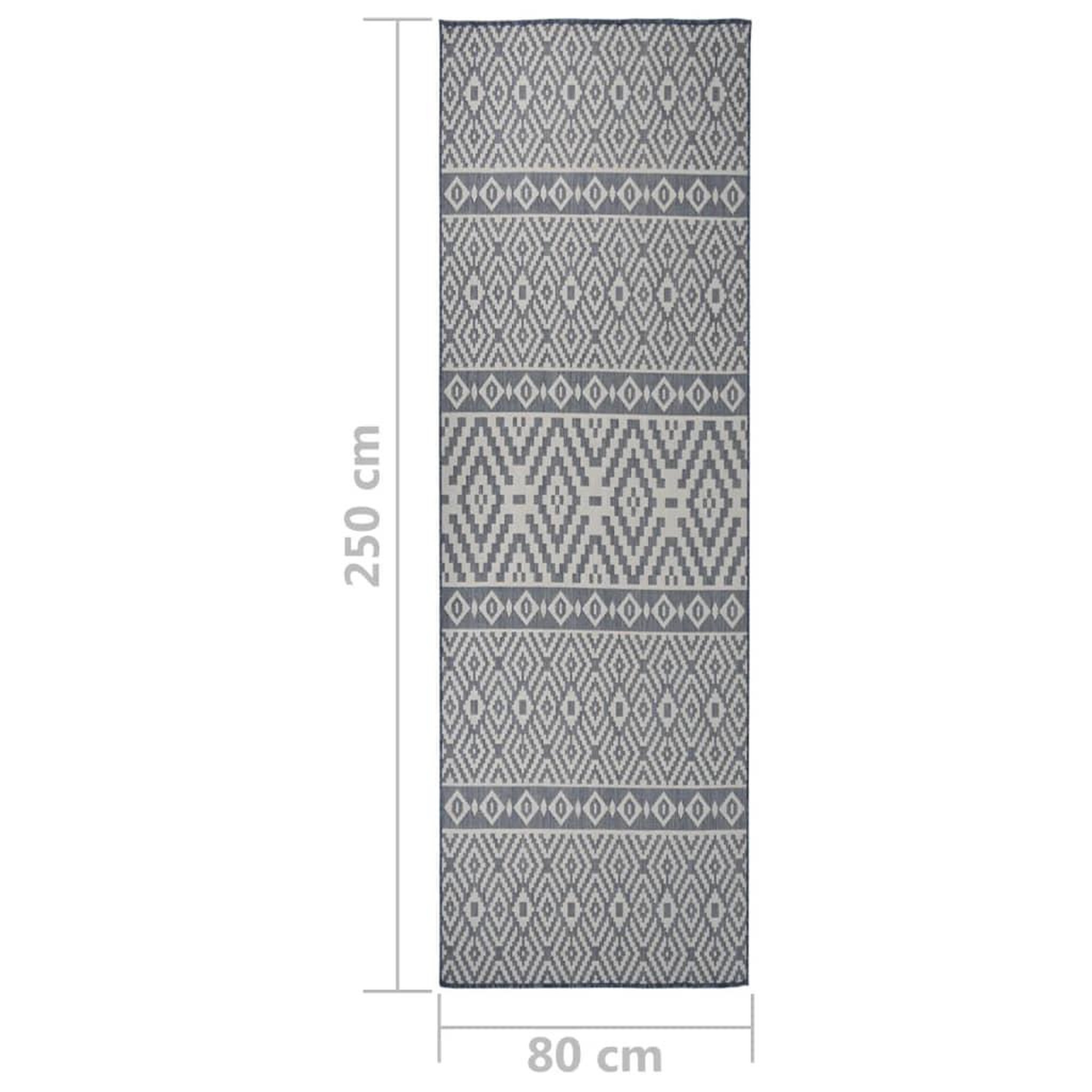 Voir la diapositive 6 : VIDAXL Tapis a tissage plat d'exterieur 80x250 cm Rayures bleues