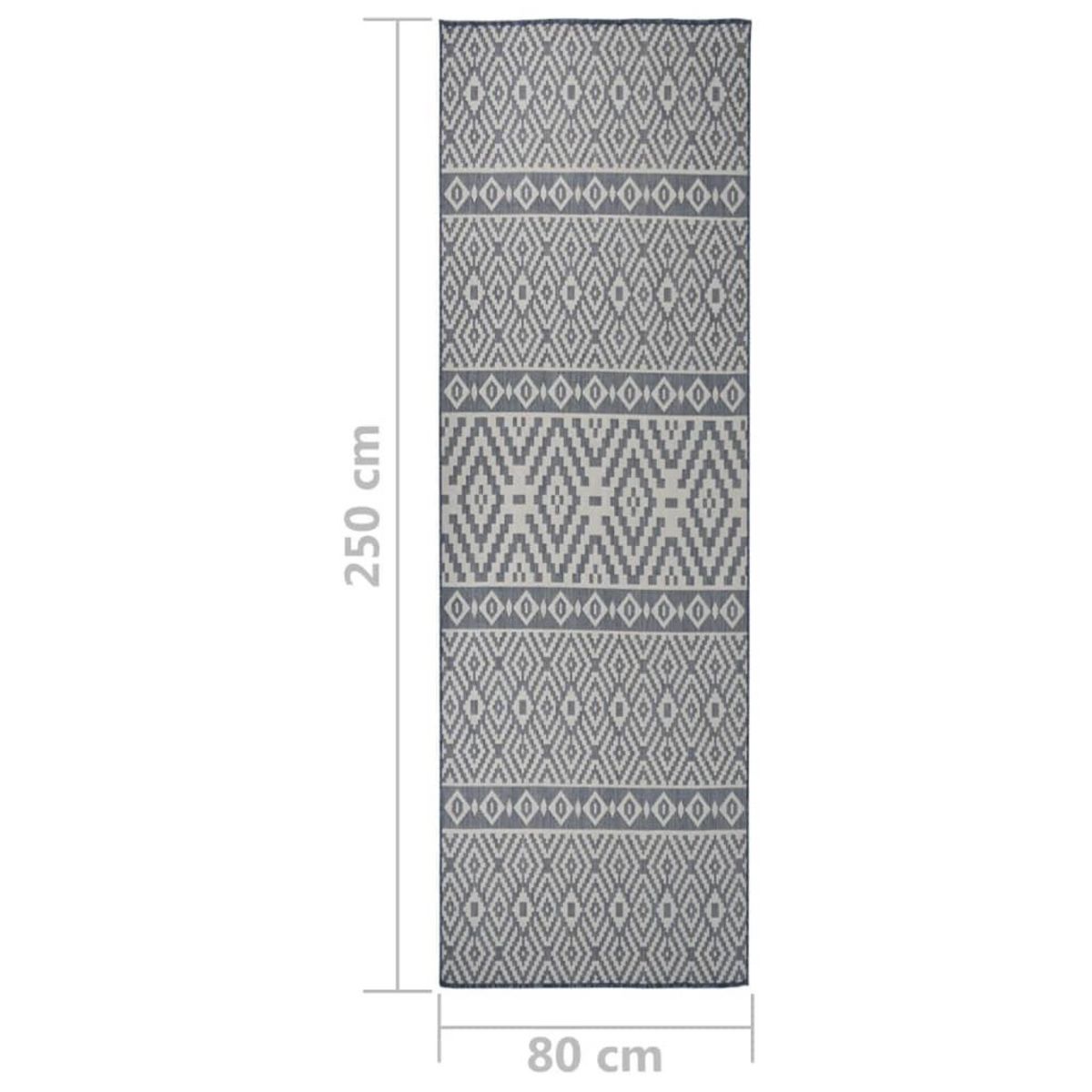 VIDAXL Tapis a tissage plat d'exterieur 80x250 cm Rayures bleues