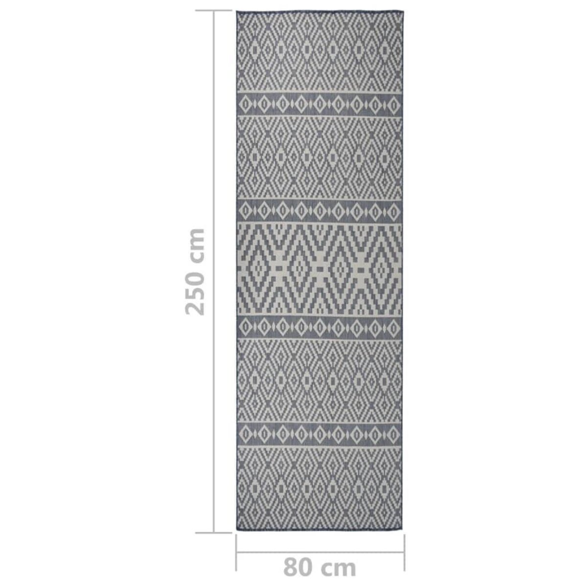 VIDAXL Tapis a tissage plat d'exterieur 80x250 cm Rayures bleues