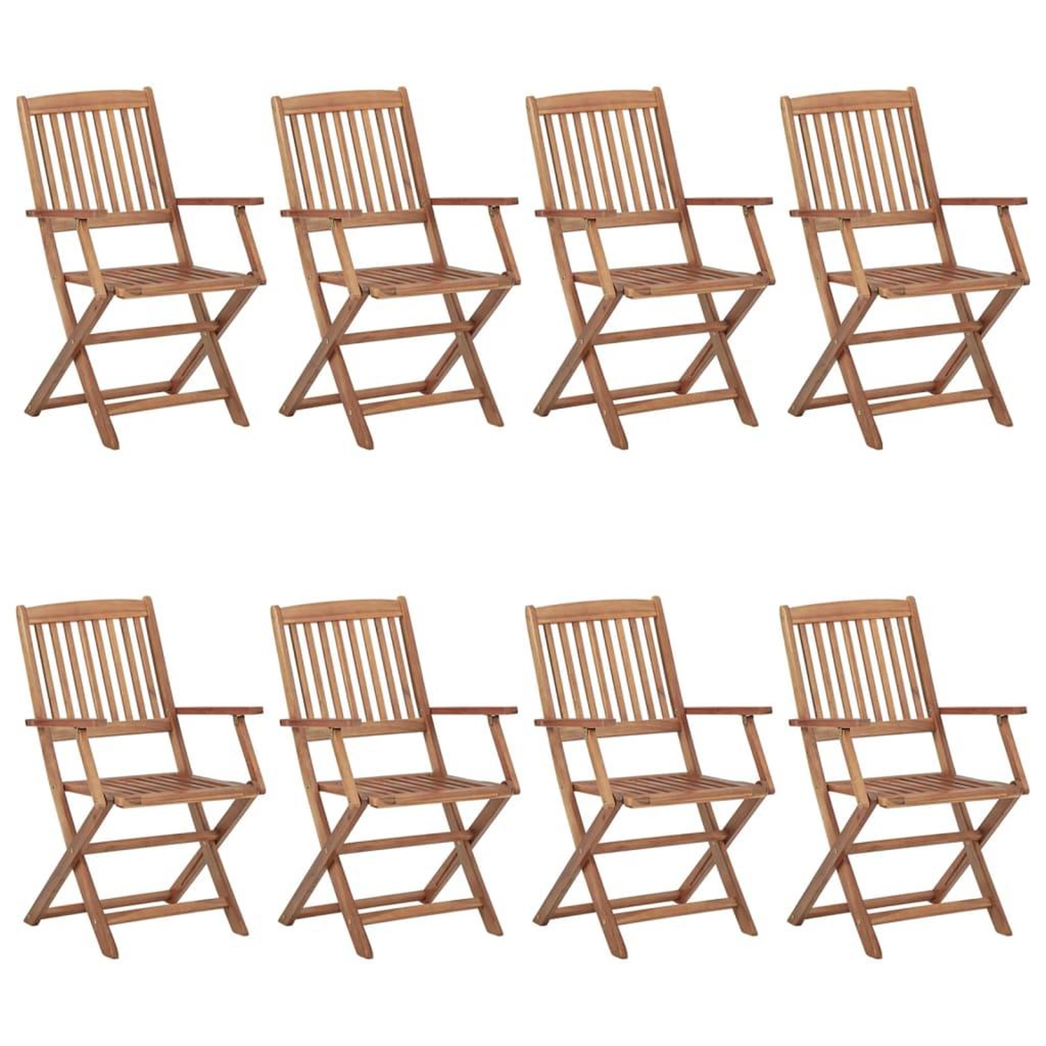 Voir la diapositive 2 : VIDAXL Chaises pliables de jardin lot de 8 avec coussins Bois d'acacia