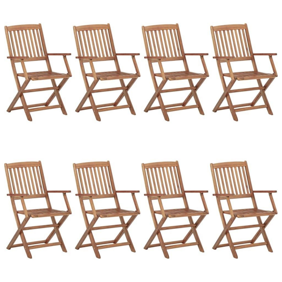 VIDAXL Chaises pliables de jardin lot de 8 avec coussins Bois d'acacia