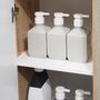 Voir la diapositive 6 : KLEANKIN Meuble colonne bas salle de bain style cosy dim. 32L x 30l x 90H cm porte étagère tiroir MDF blanc aspect chêne clair