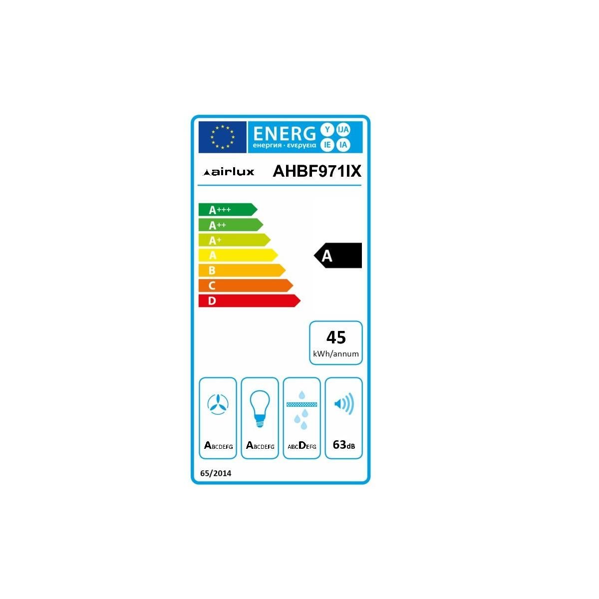 Airlux Hotte décorative murale 90cm 63db 564m3/h noir - AHBF971IX