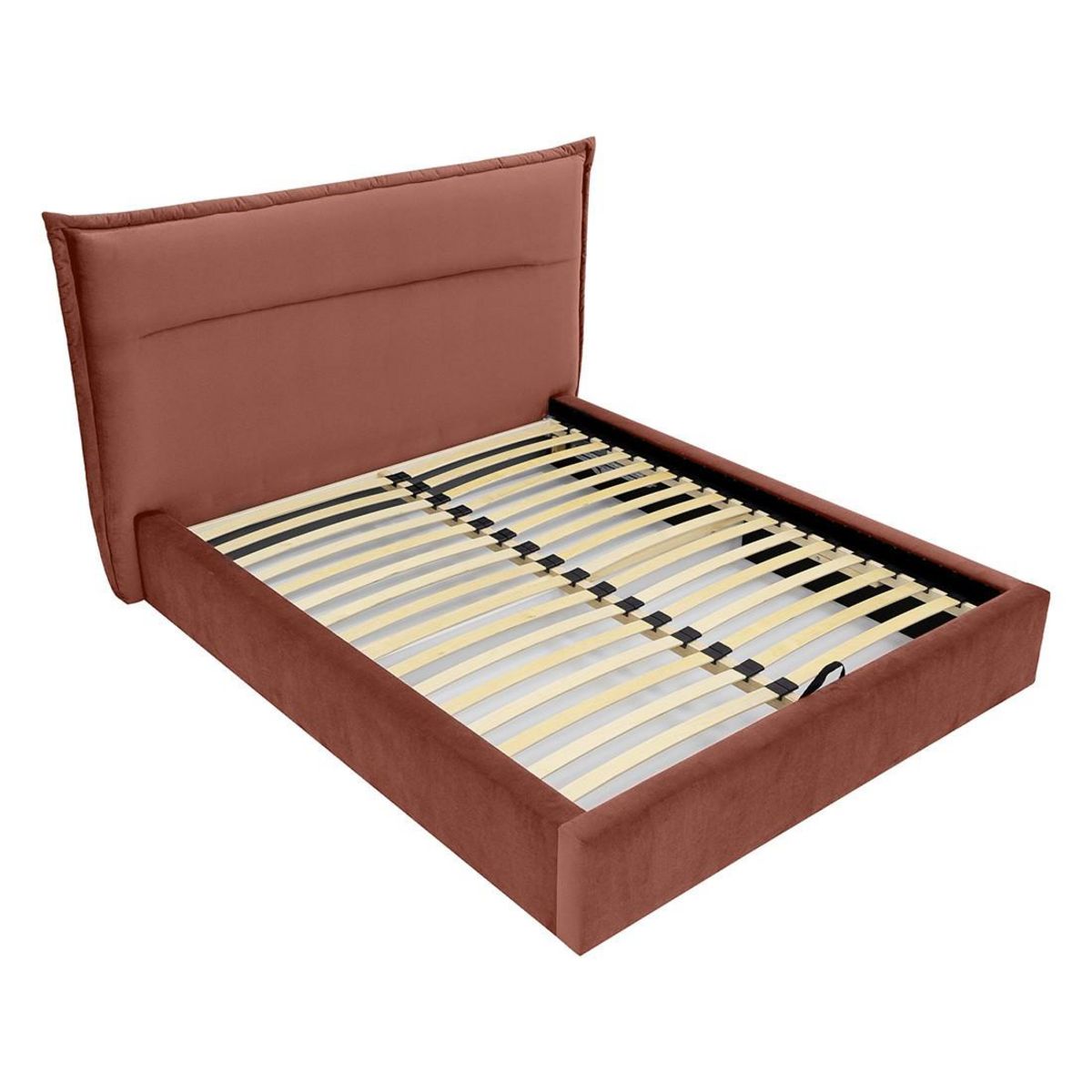 BEST MOBILIER Emy - lit coffre - 180x200 cm - en velours - sommier inclus