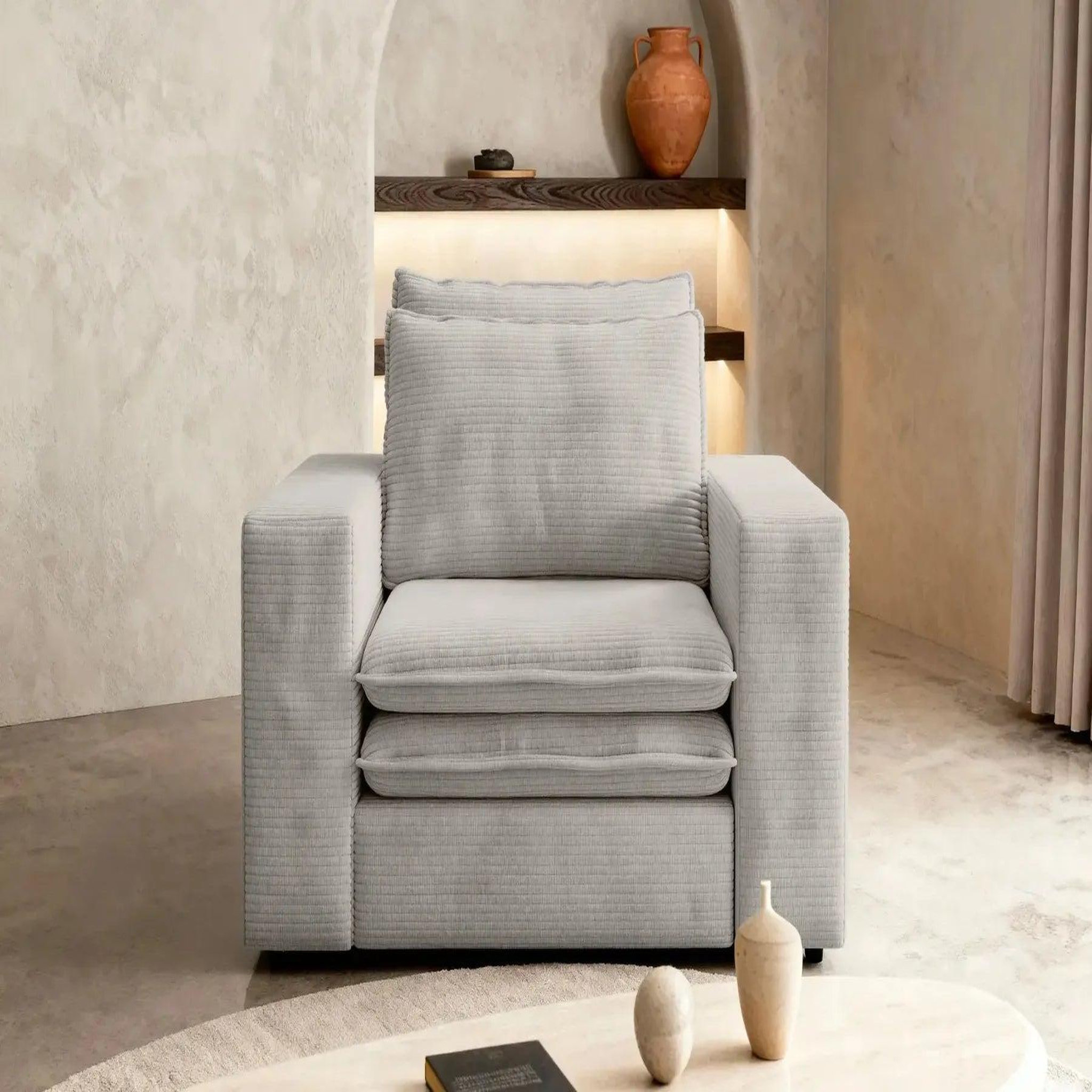Voir la diapositive 3 : CASANOVA PARIS Oscar - fauteuil en velours côtelé