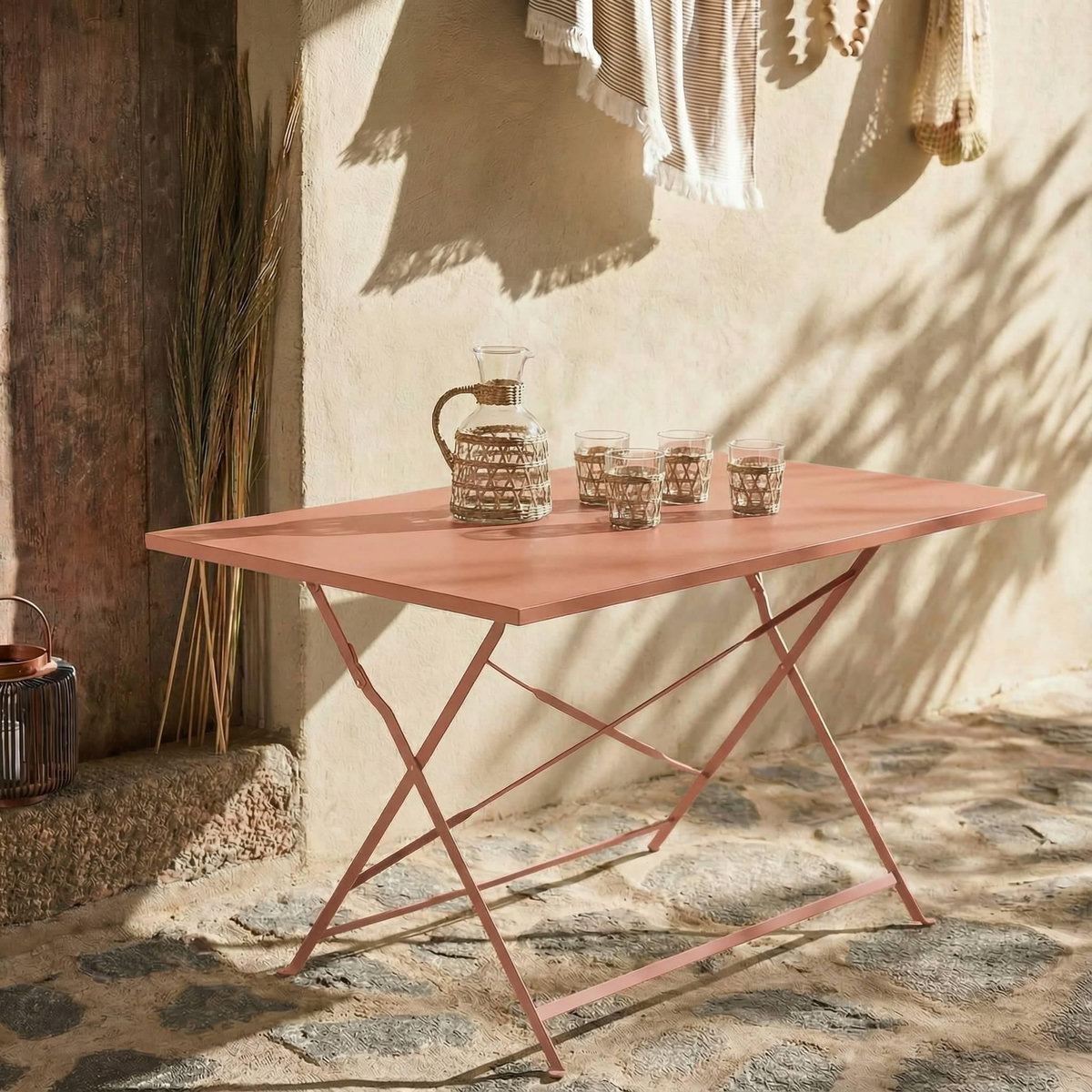 SWEEEK Table de jardin bistrot pliable - Emilia rectangle - Table rectangle 110x70cm en acier thermolaqué