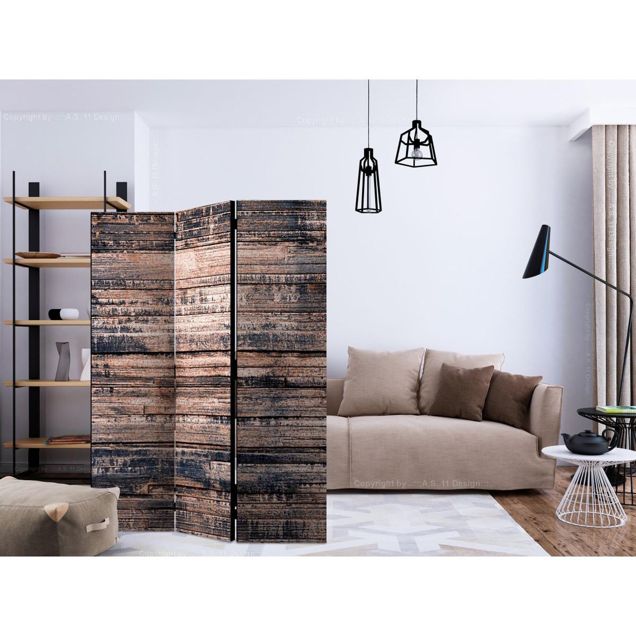 Voir la diapositive 2 : Paris Prix Paravent 3 volets  burnt boards  135x172cm