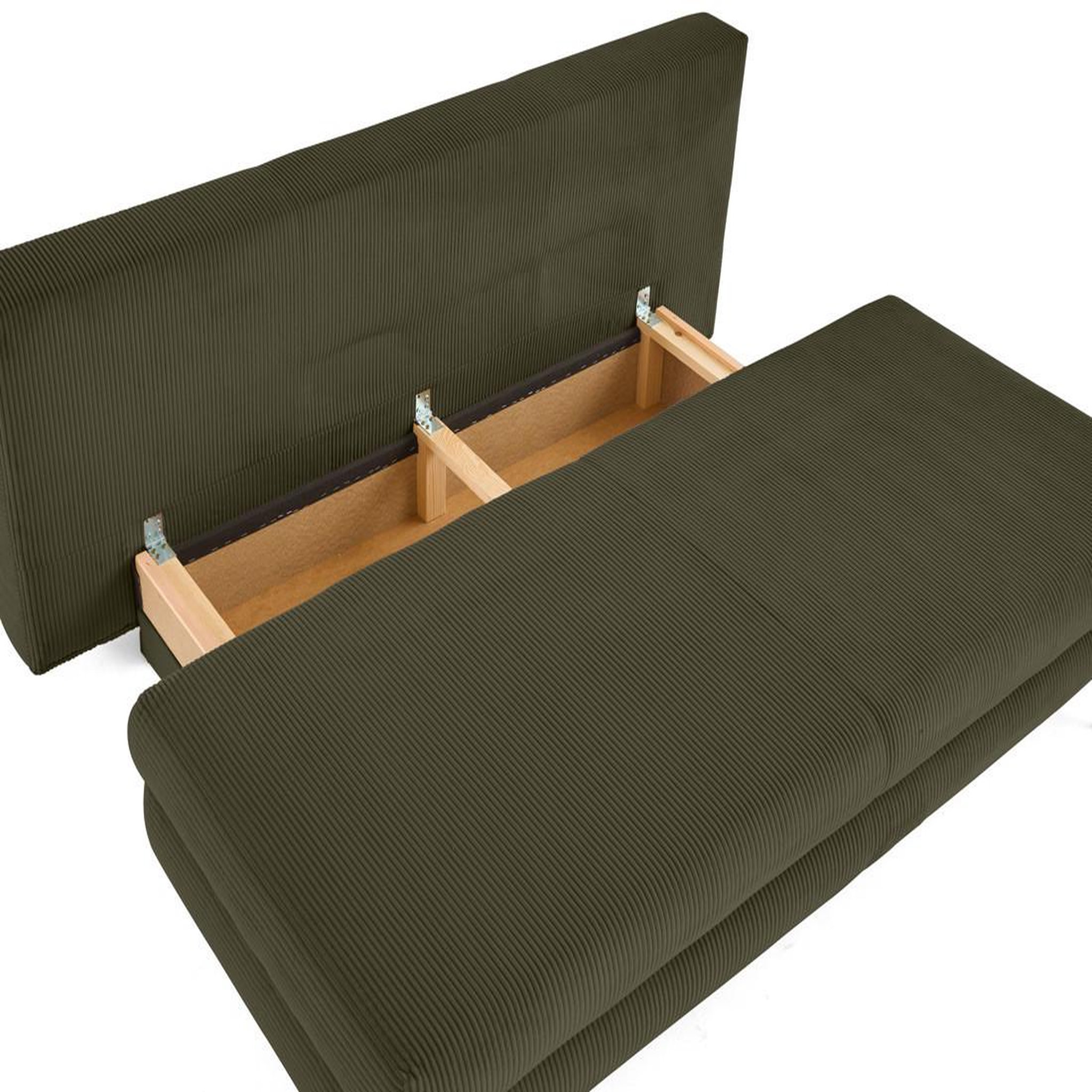 Voir la diapositive 3 : BEST MOBILIER Elton - canapé 3 places convertible avec coffre en velours côtelé