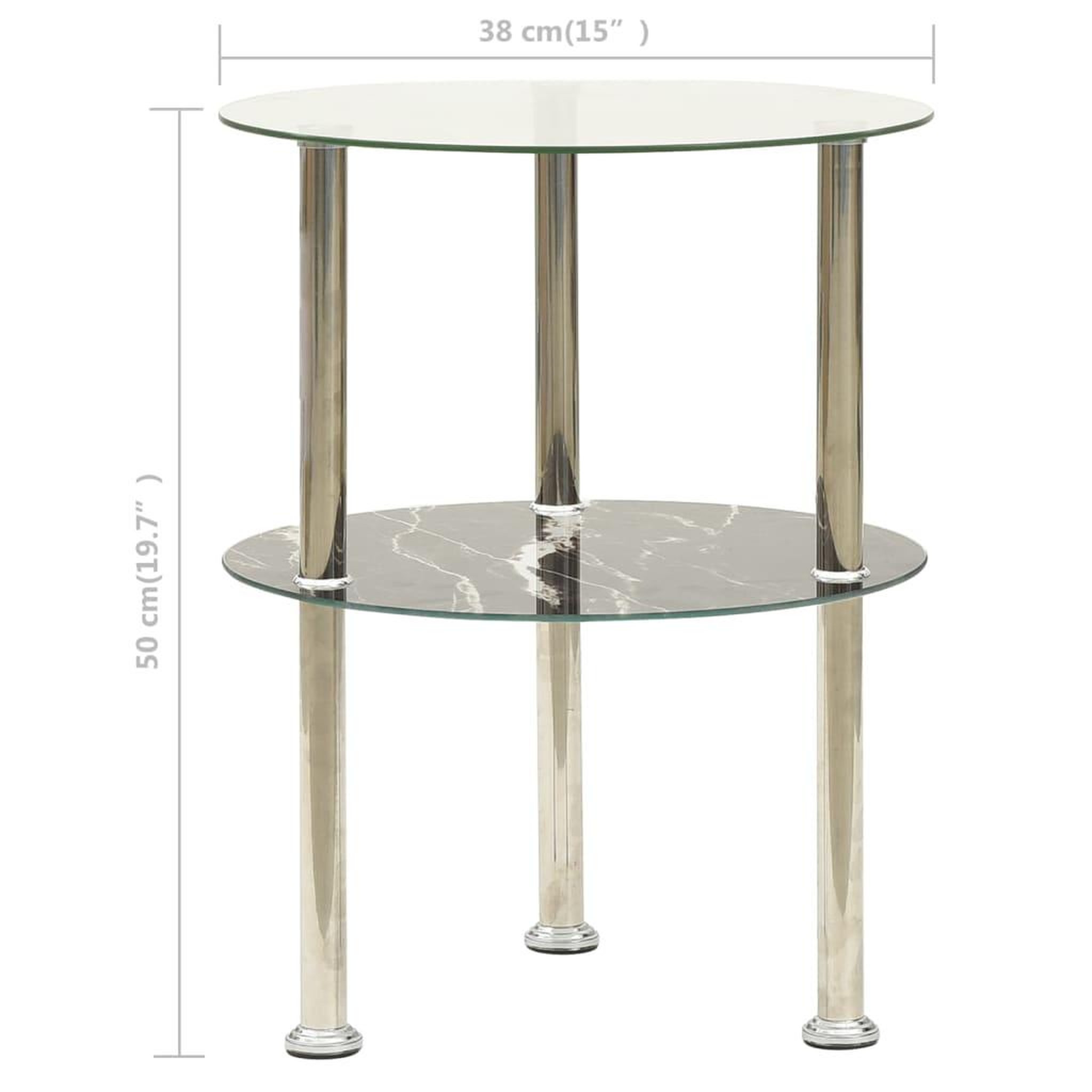 Voir la diapositive 6 : VIDAXL Table d'appoint 2 niveaux Transparent et noir 38cm Verre trempe