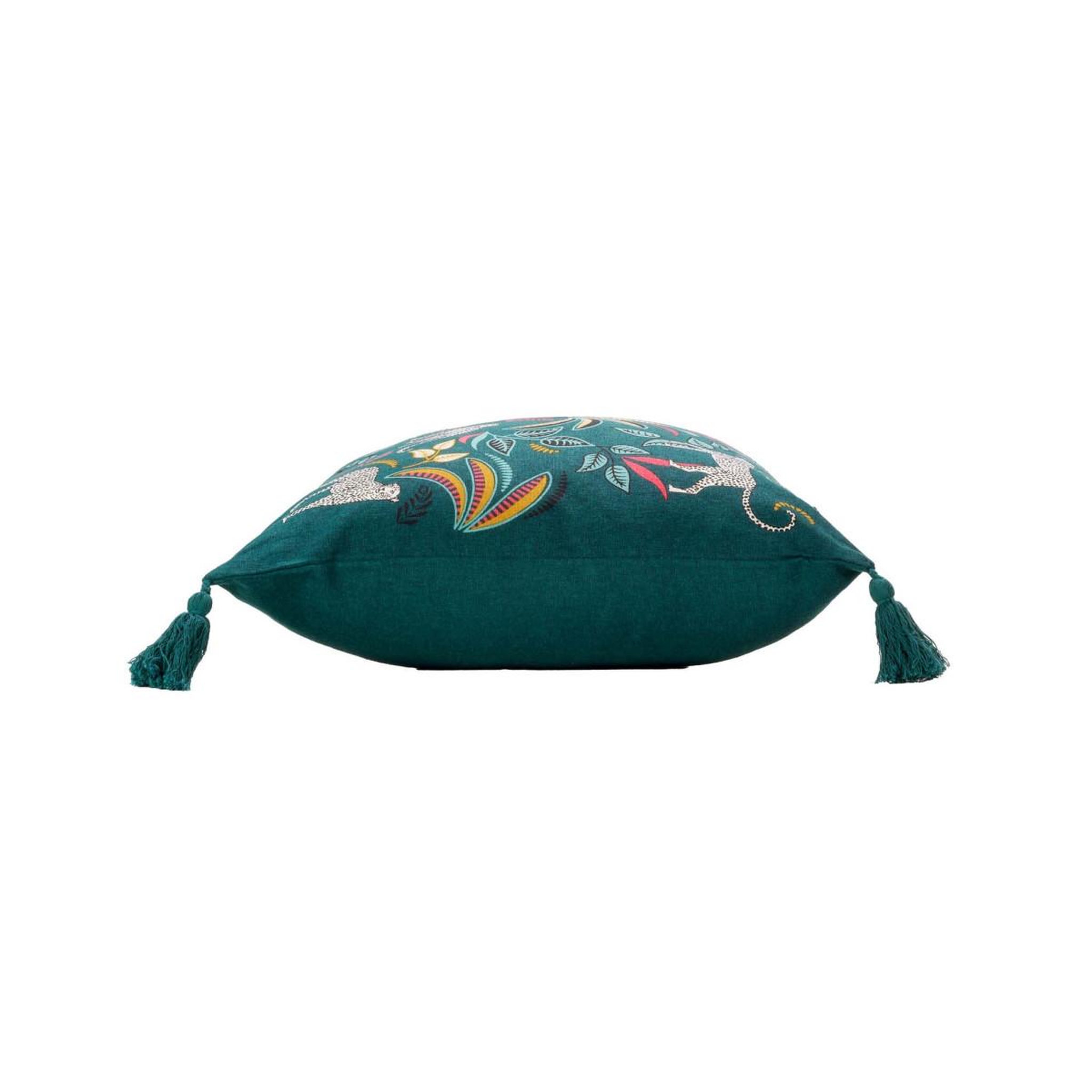 Voir la diapositive 2 : Douceur d'Intérieur Housse de coussin pompons  malaga  40x40cm bleu