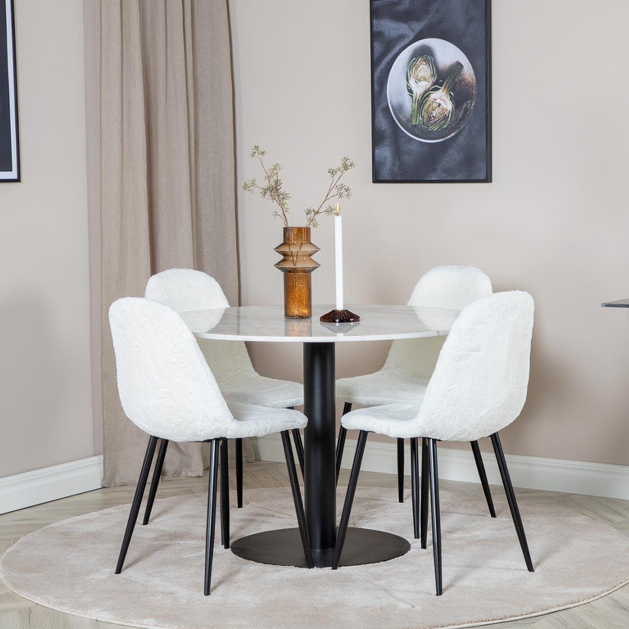 Voir la diapositive 4 : Paris Prix Ensemble Table à Manger & 4 Chaises  Estelle I & Polar I  106cm Blanc