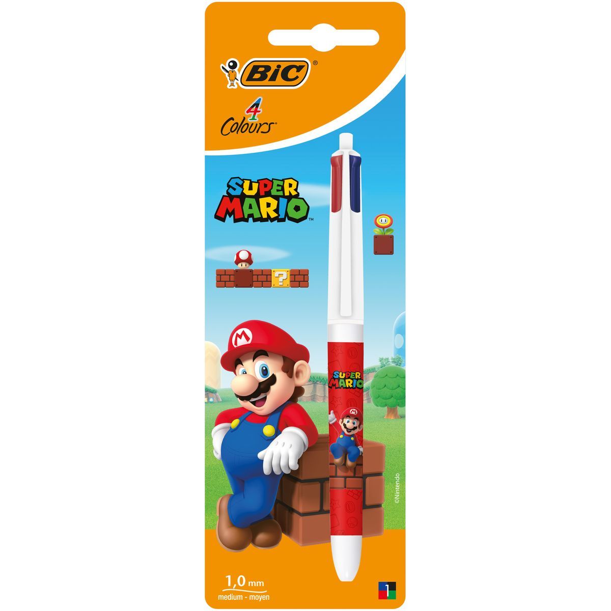 BIC Stylo bille 4 couleurs rétractable pointe moyenne SUPER MARIO 
