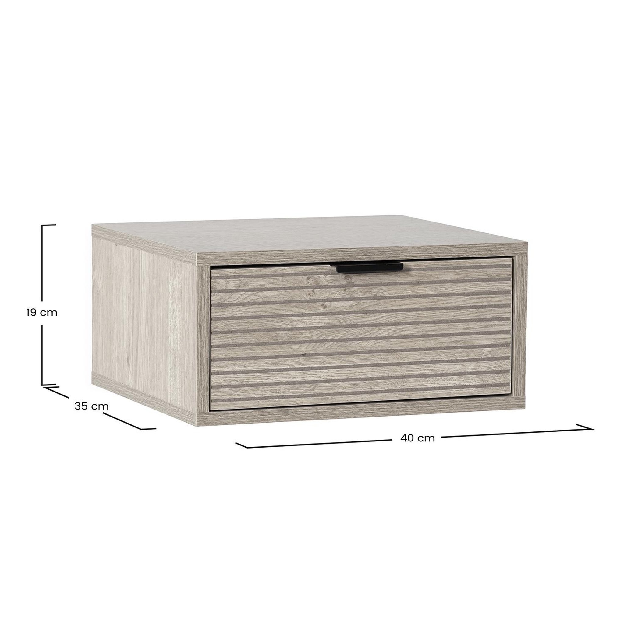 Voir la diapositive 6 : VS VENTA-STOCK Table de chevet flottante Mónica 1 tiroir effet Chêne