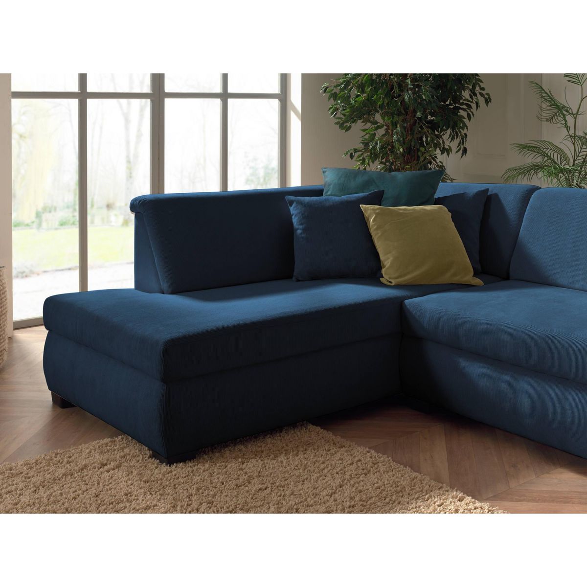 LISA DESIGN Malcom - canapé panoramique d'angle gauche - en velours côtelé