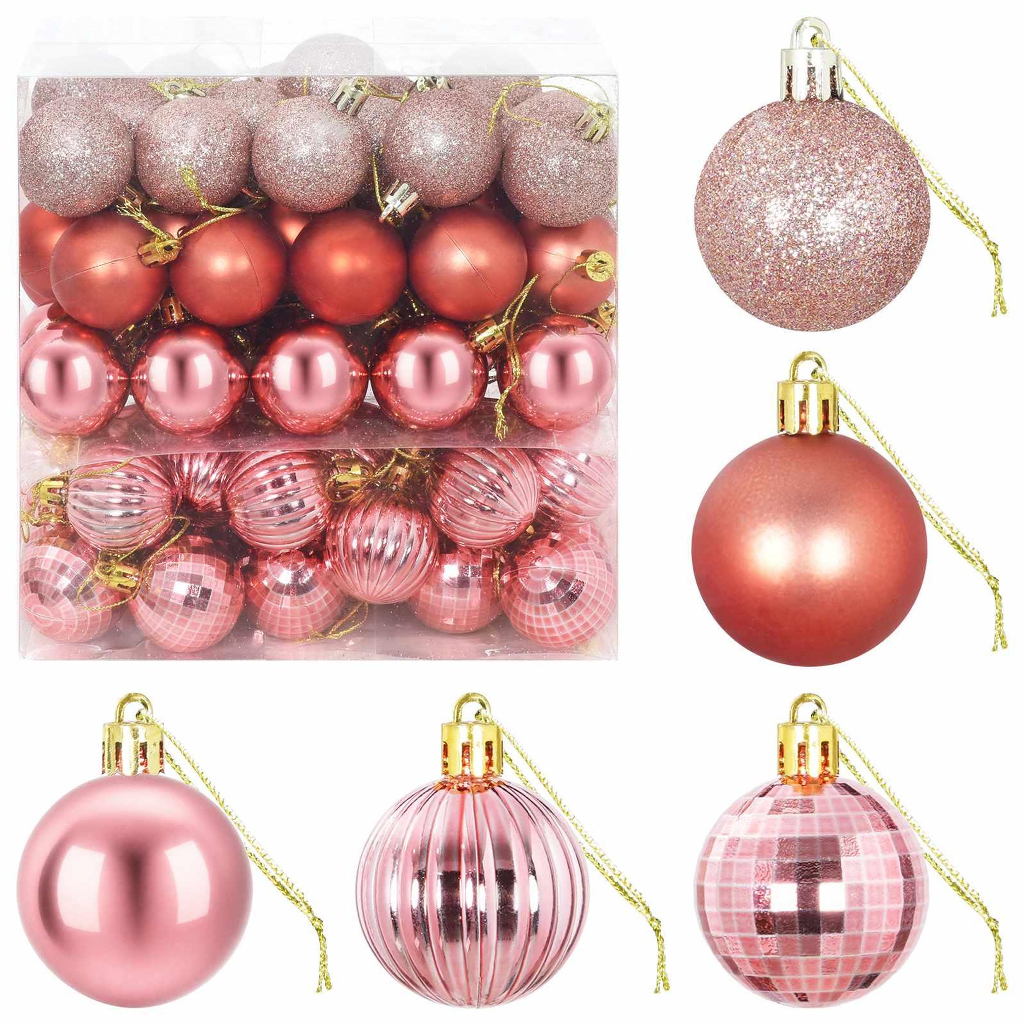 VIDAXL Ensemble de boules de Noël 100 pc Rose et vieux rose 4 cm