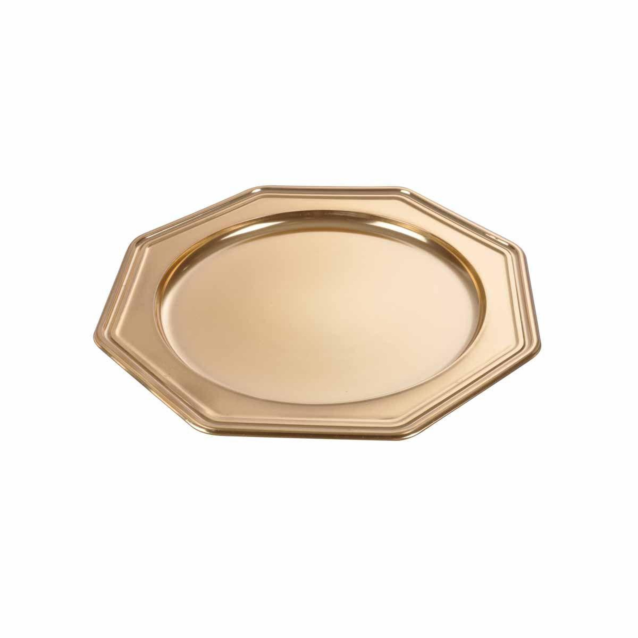 Voir la diapositive 2 : HOMEA Lot de 2 Plateaux Déco  Octogonaux  30cm Or